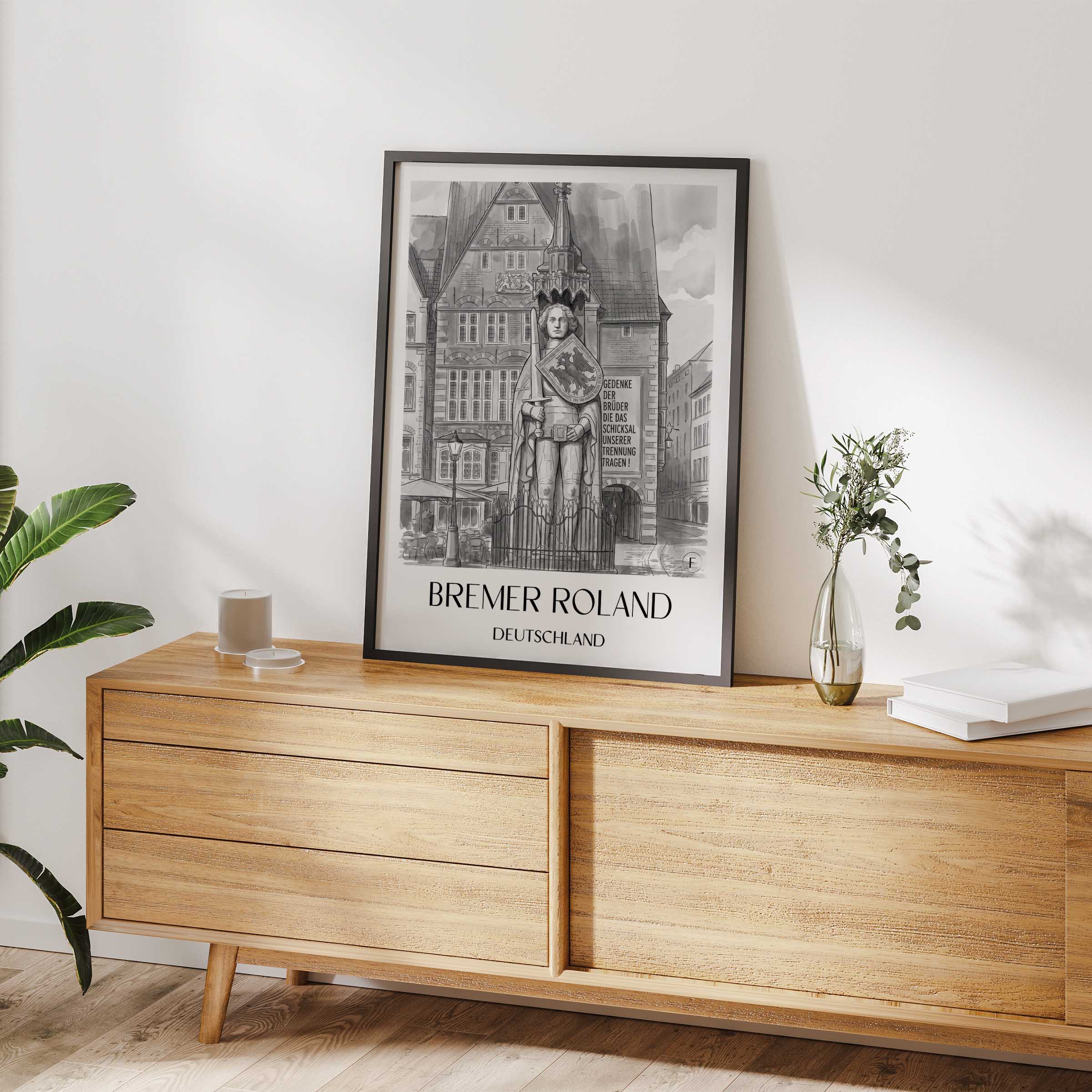 bremer-roland-deutschland-poster-aquarell-schwarz-weiss