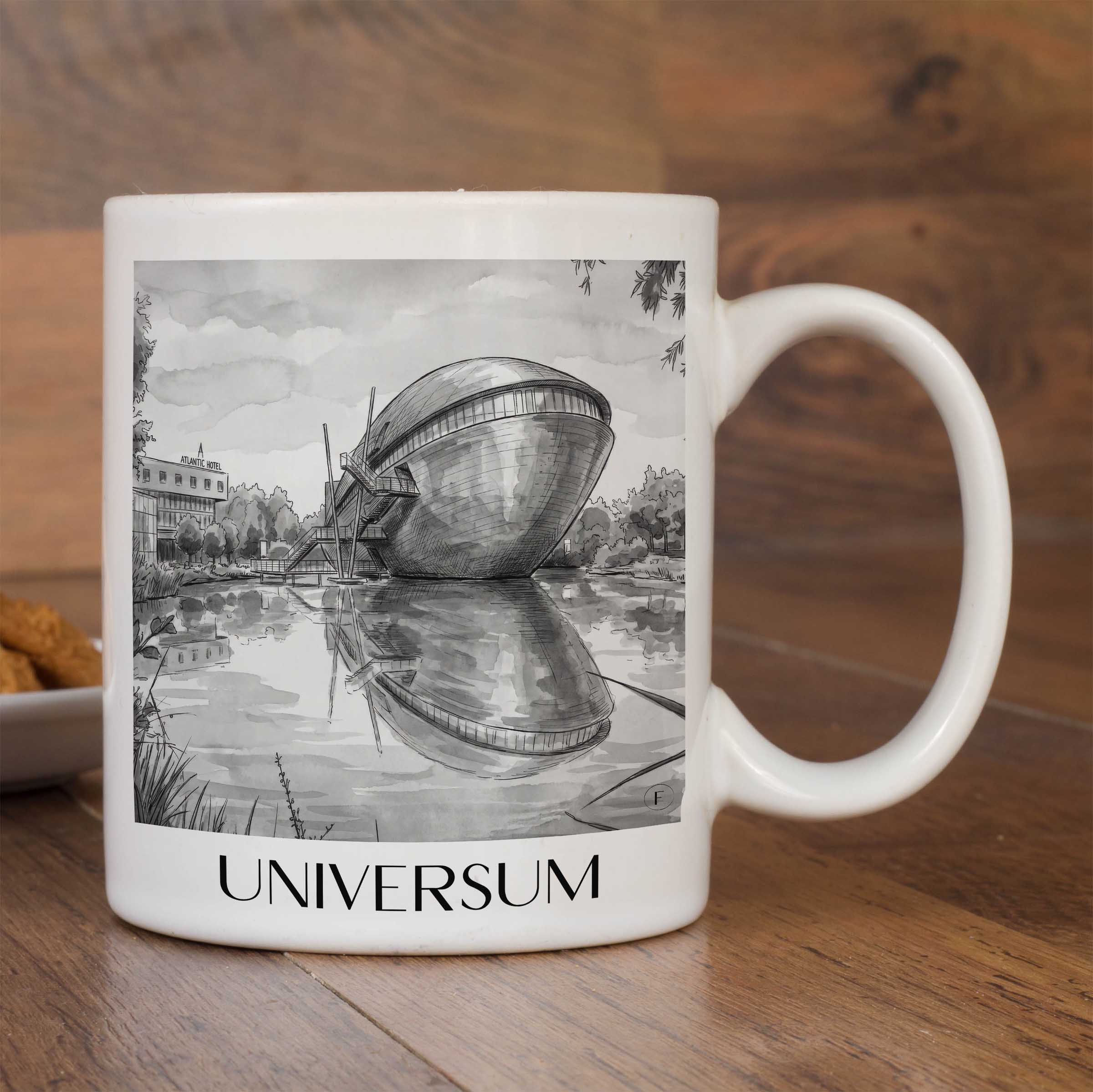 universum-bremen-deutschland-kaffeebecher-aquarell-schwarz-weiss