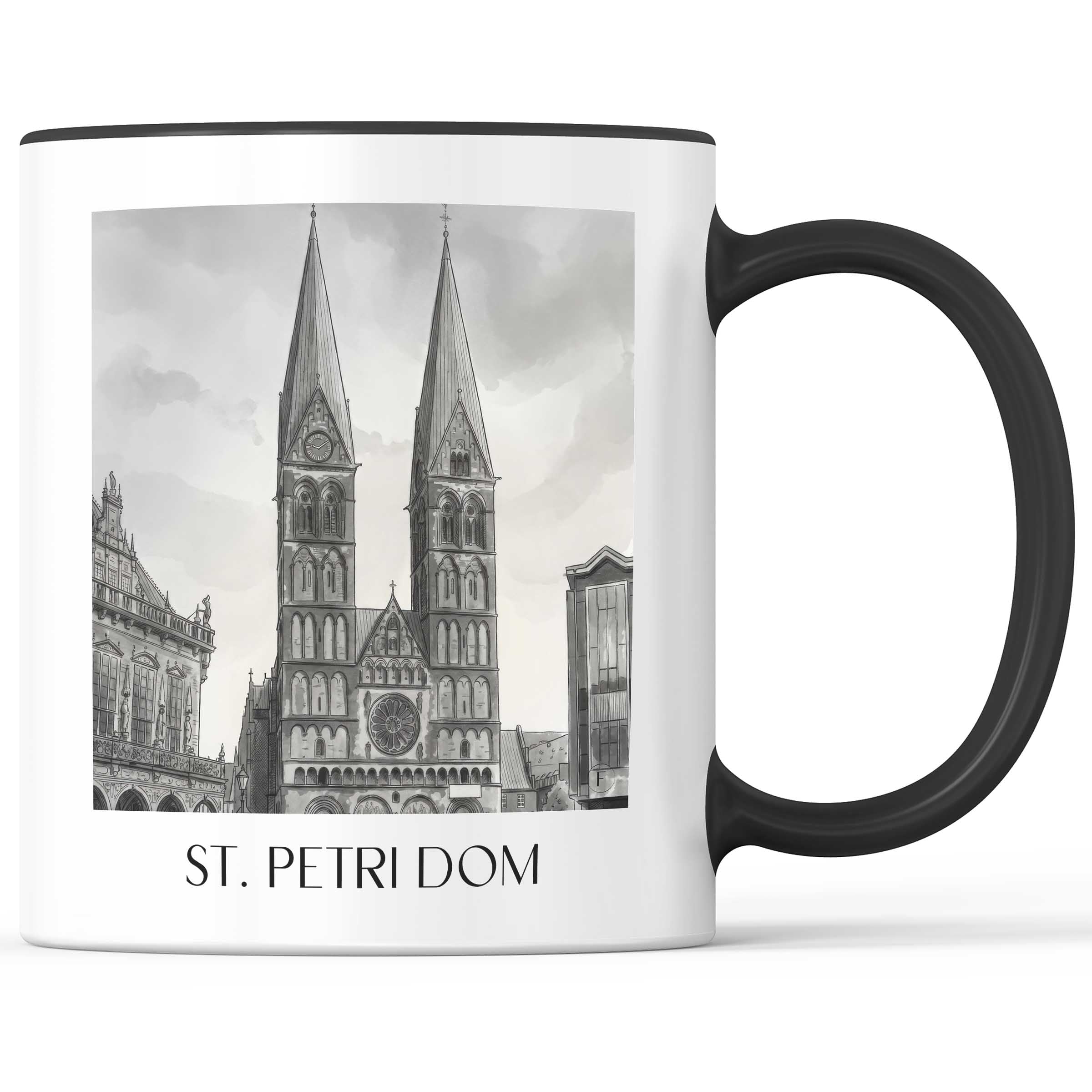 st.-petri-dom-bremen-deutschland-kaffeebecher-aquarell-schwarz-weiss