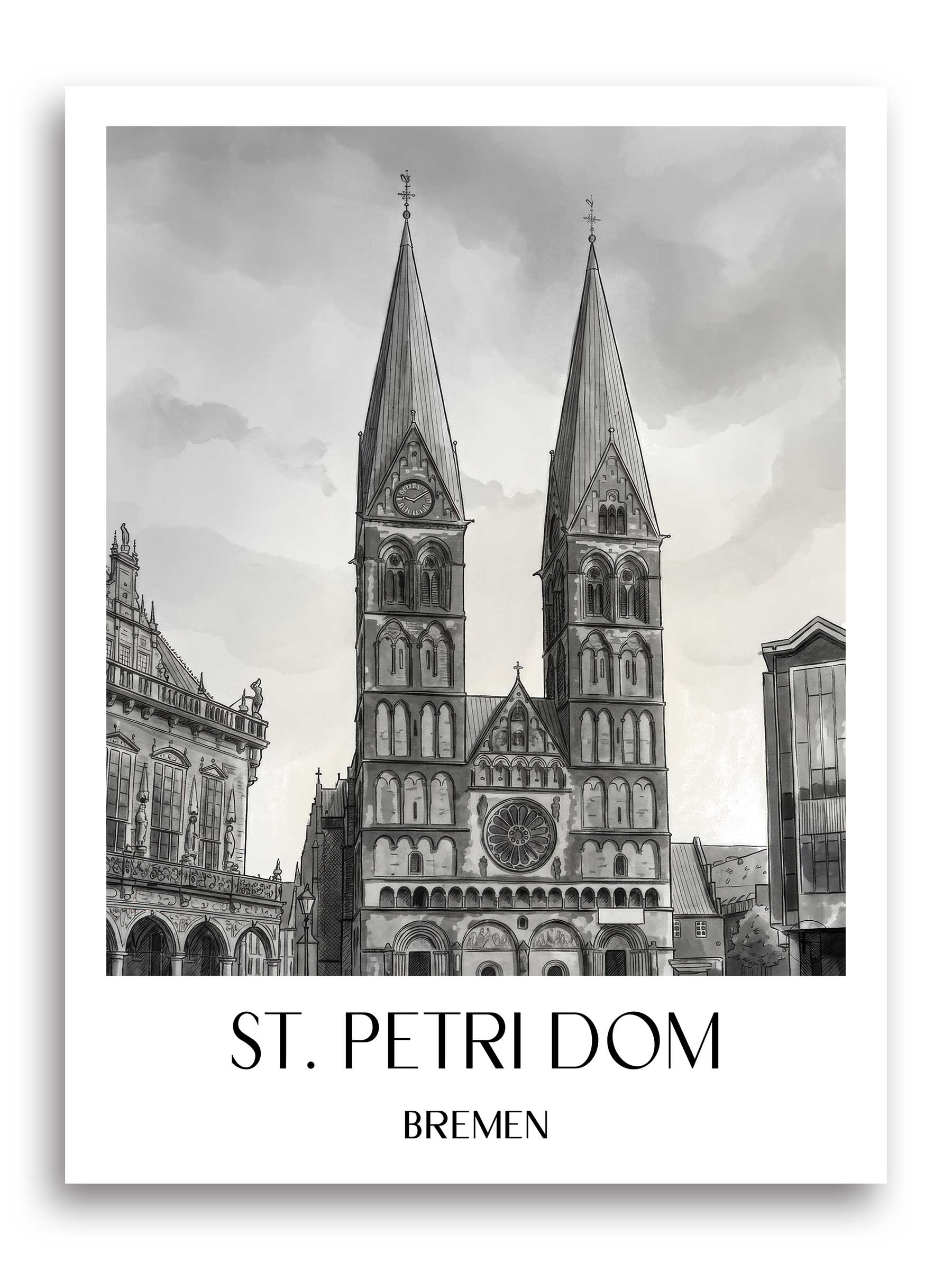 st.-petri-dom-bremen-deutschland-poster-aquarell-schwarz-weiss