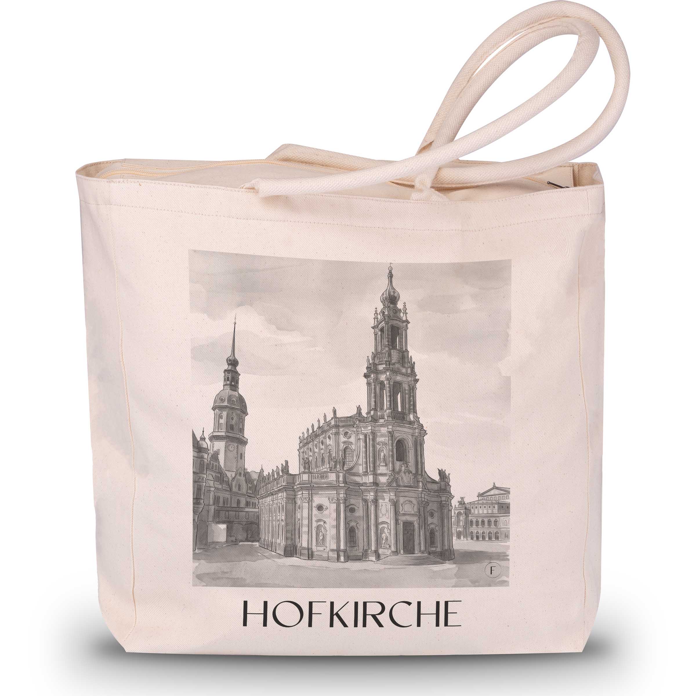 hofkirche-dresden-deutschland-einkaufstasche-aquarell-schwarz-weiss