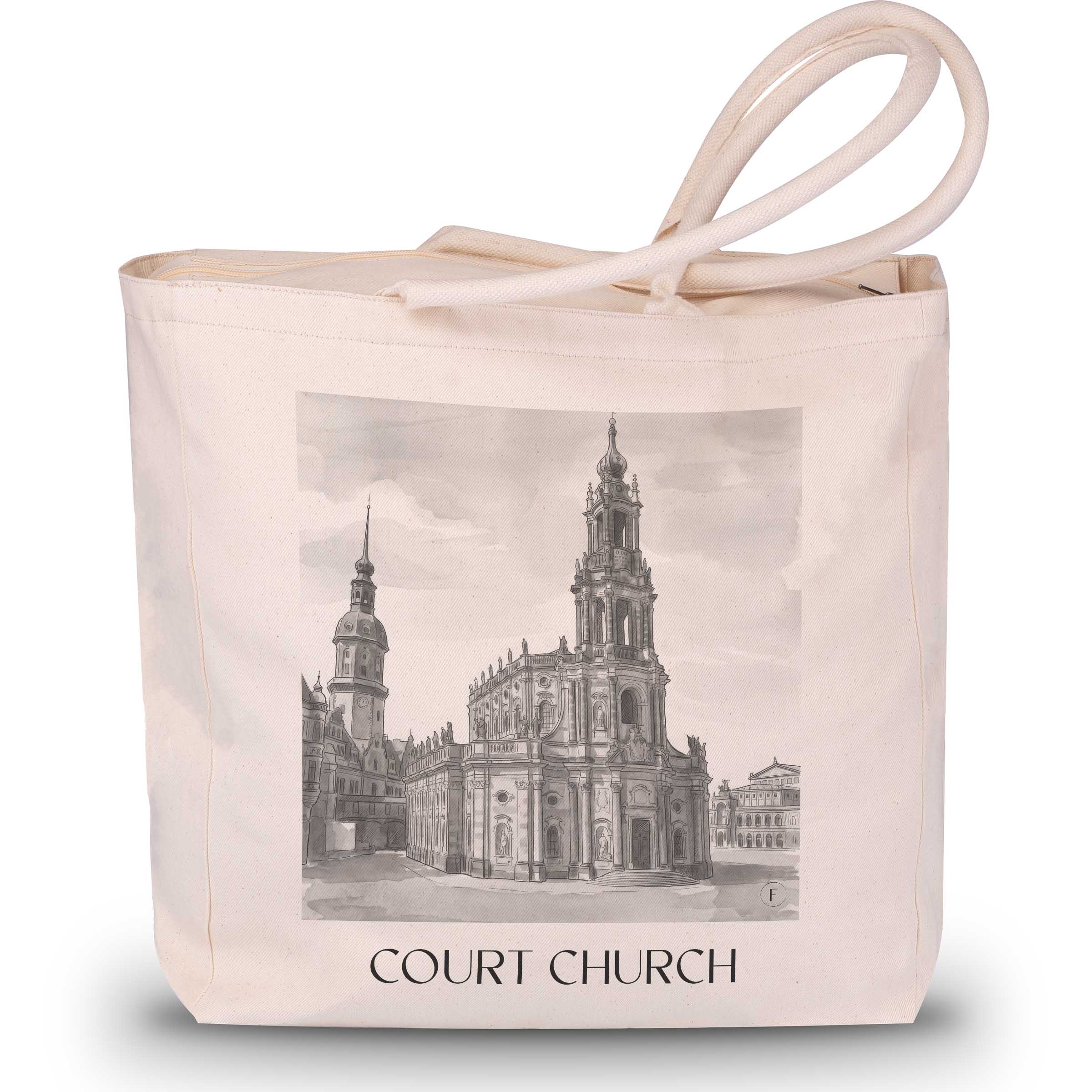Hofkirche Shopping Tasche - Dresden - Deutschland Tote Bag - Einkaufstasche im Aquarell Schwarz-Weiß Stil