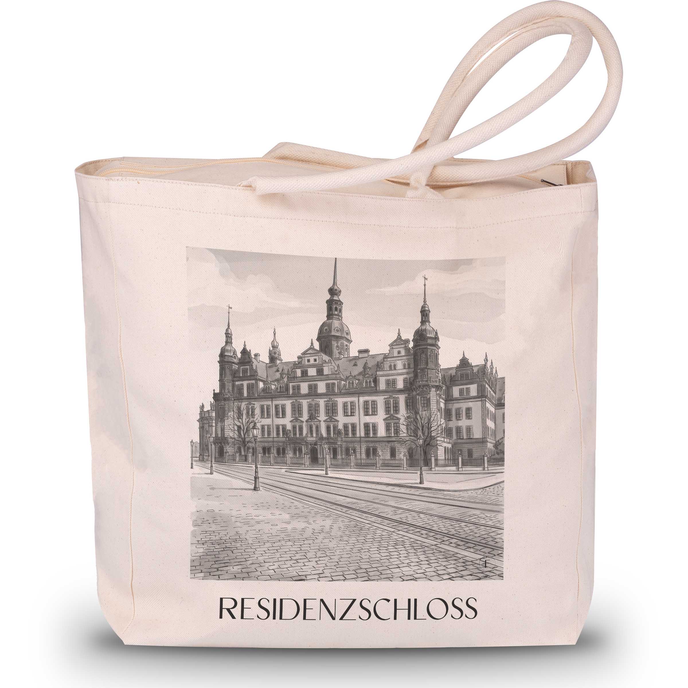 residenzschloss-dresden-deutschland-einkaufstasche-aquarell-schwarz-weiss