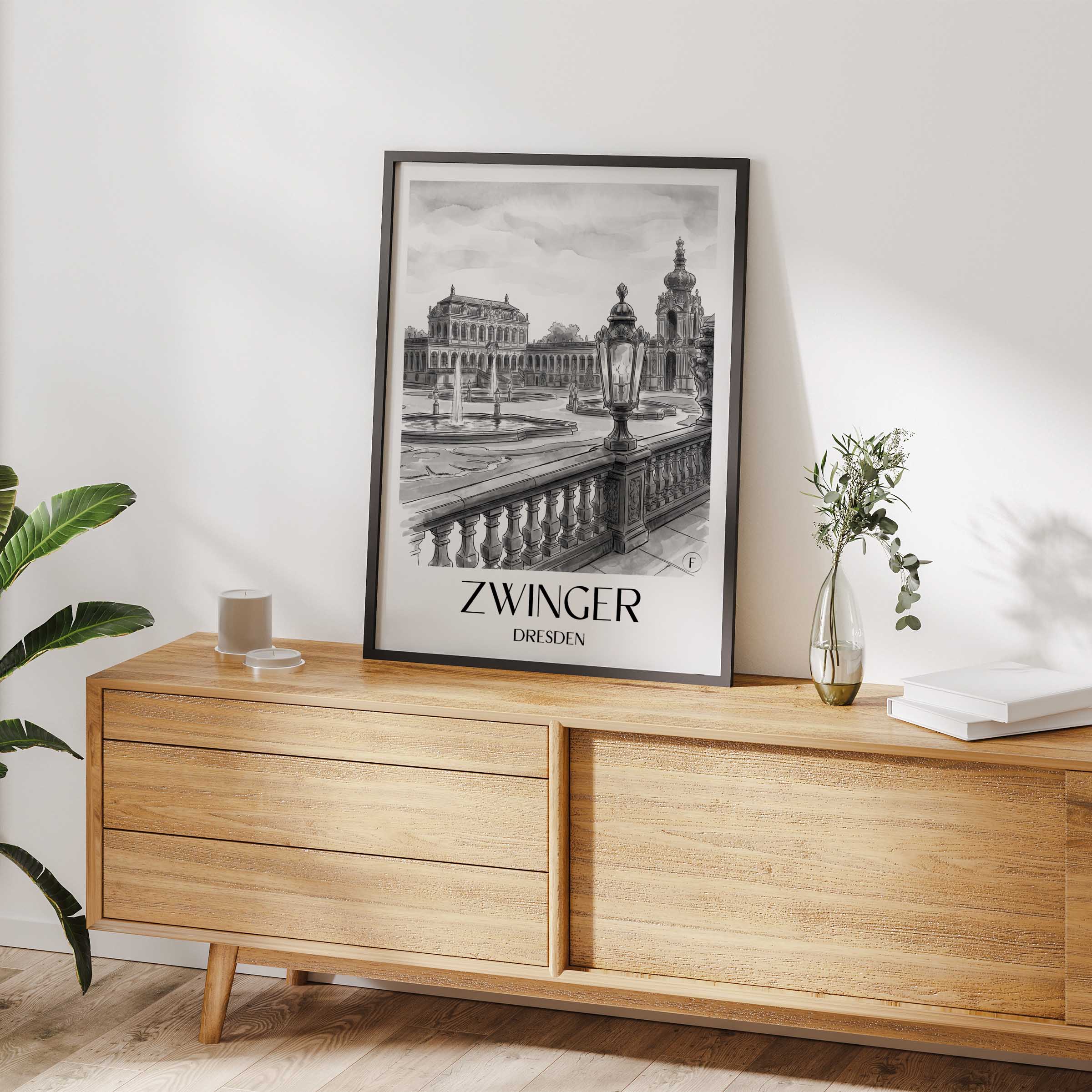 zwinger-dresden-deutschland-poster-aquarell-schwarz-weiss