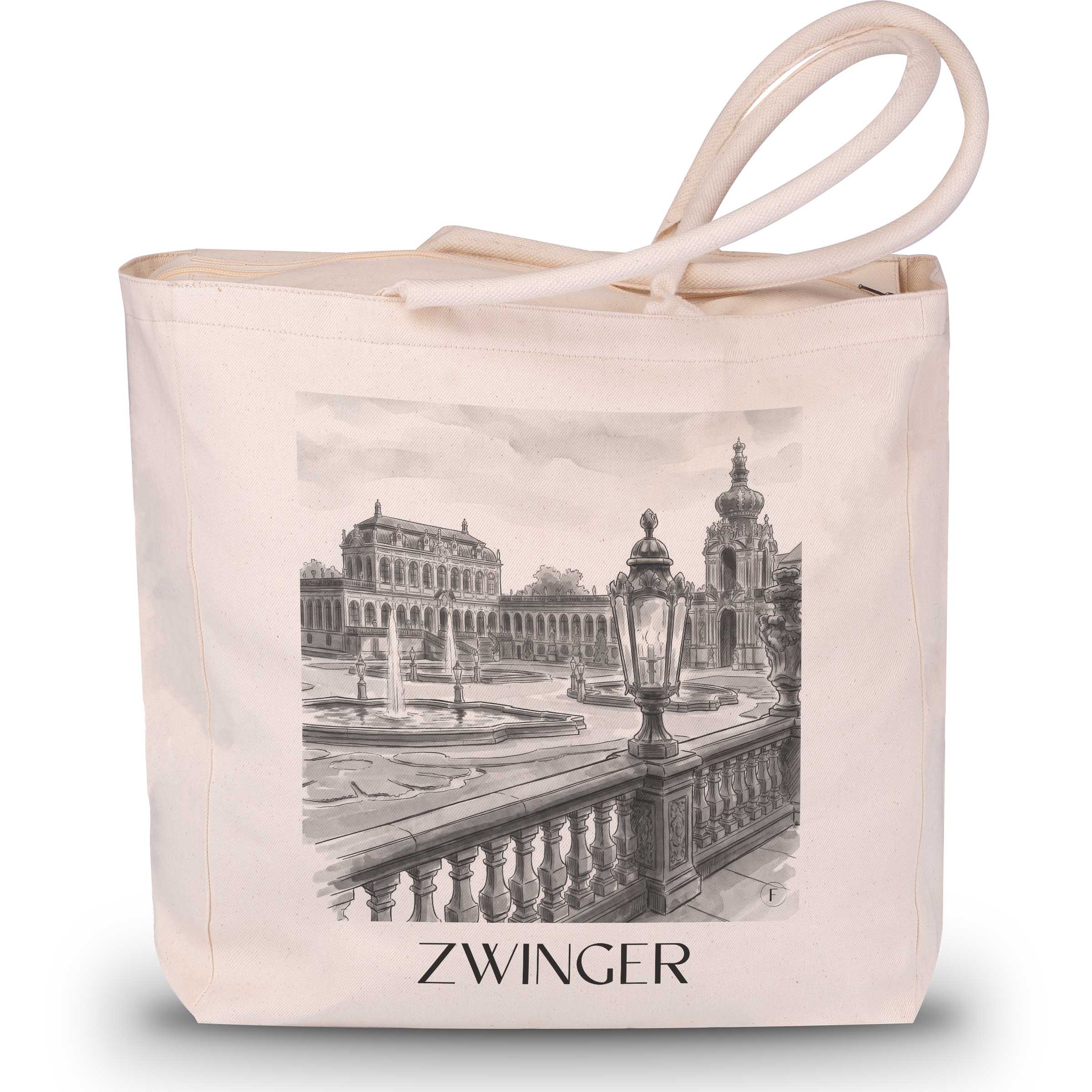 Zwinger Shopping Tasche - Dresden - Deutschland Tote Bag - Einkaufstasche im Aquarell Schwarz-Weiß Stil