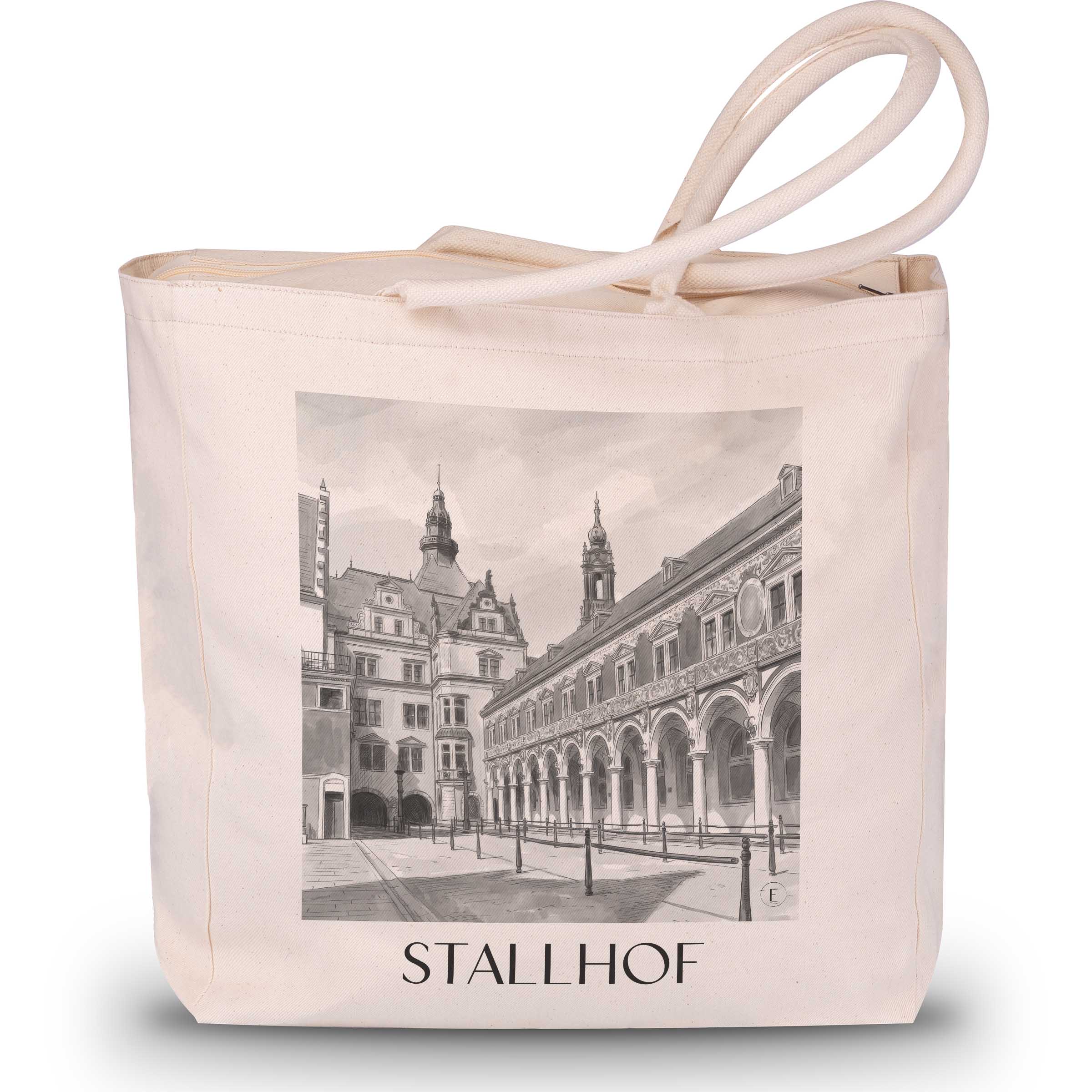 stallhof-dresden-deutschland-einkaufstasche-aquarell-schwarz-weiss