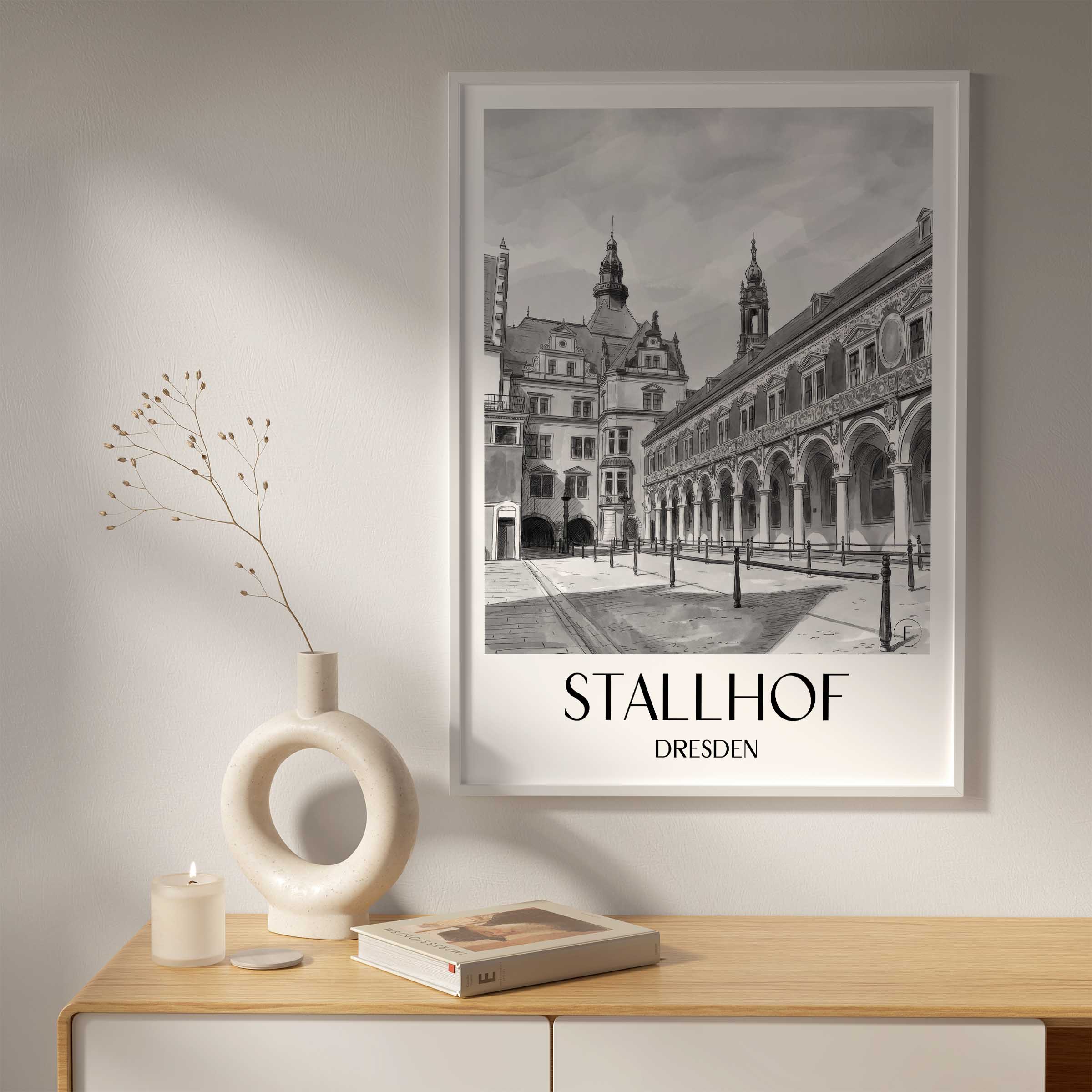 stallhof-dresden-deutschland-poster-aquarell-schwarz-weiss