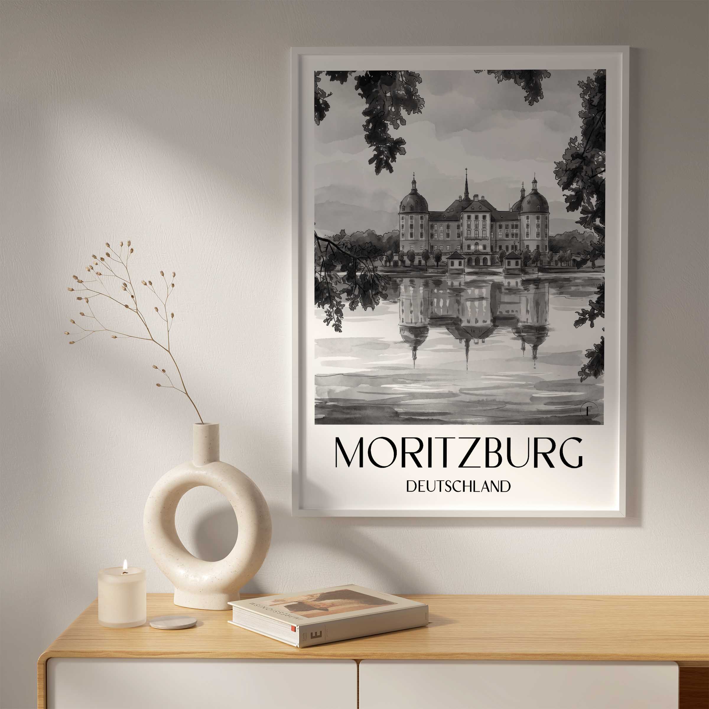 moritzburg-deutschland-poster-aquarell-schwarz-weiss
