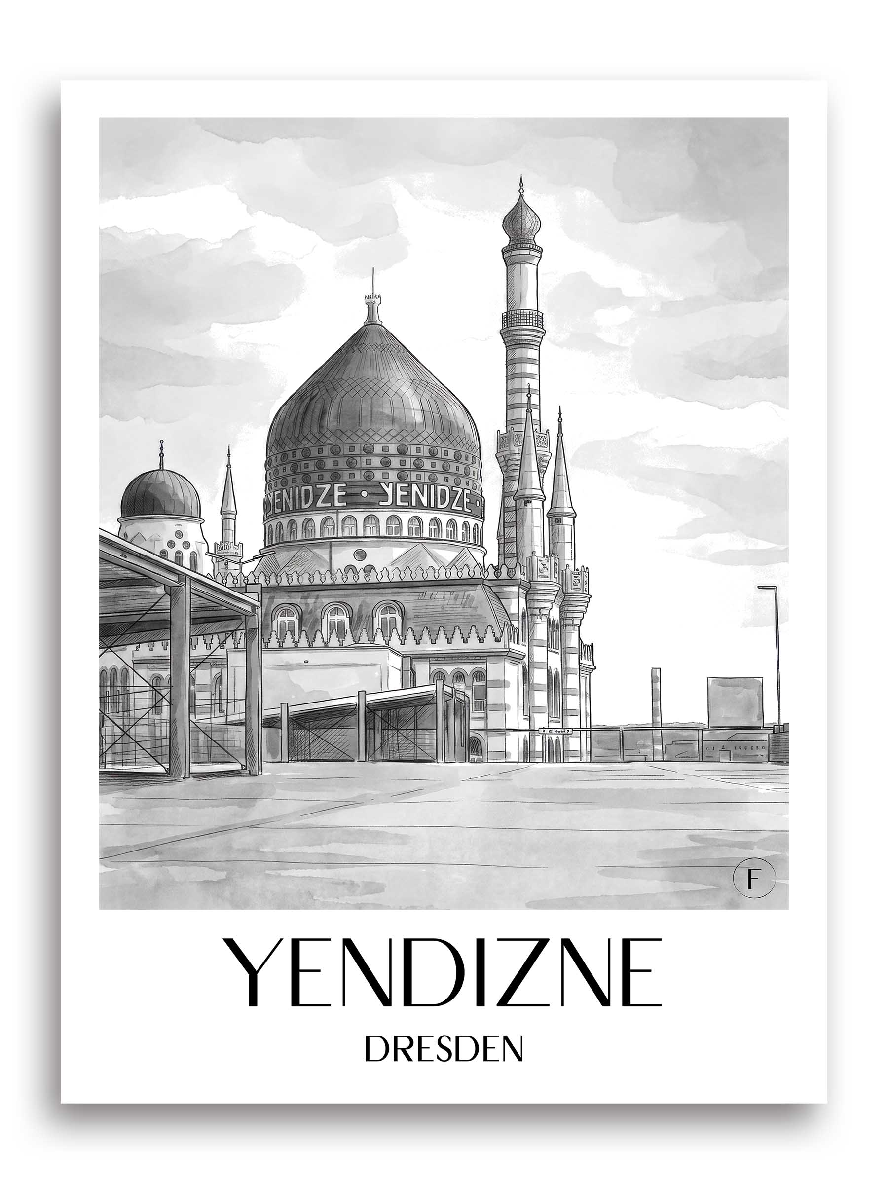 yendizne-dresden-deutschland-poster-aquarell-schwarz-weiss