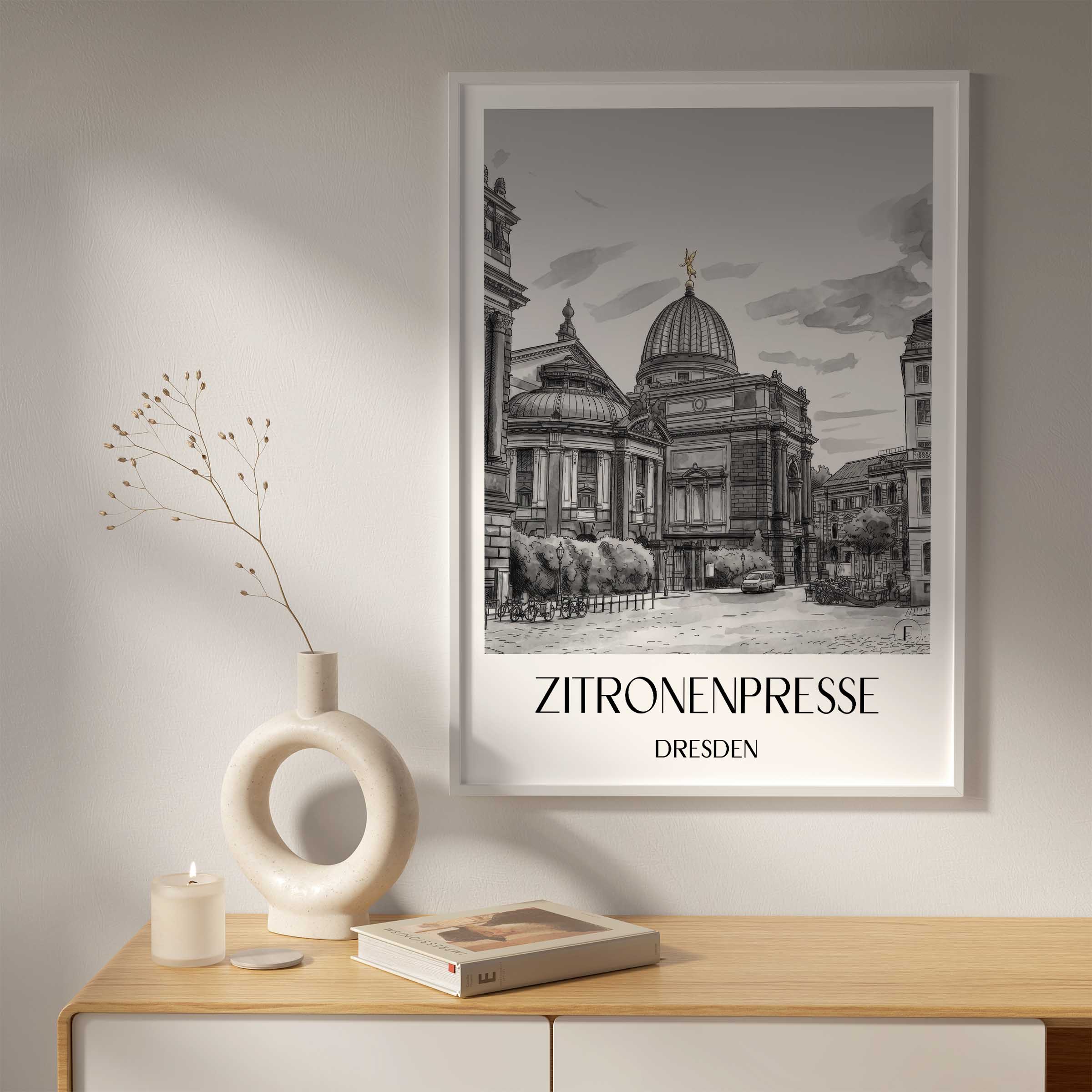 zitronenpresse-dresden-deutschland-poster-aquarell-schwarz-weiss