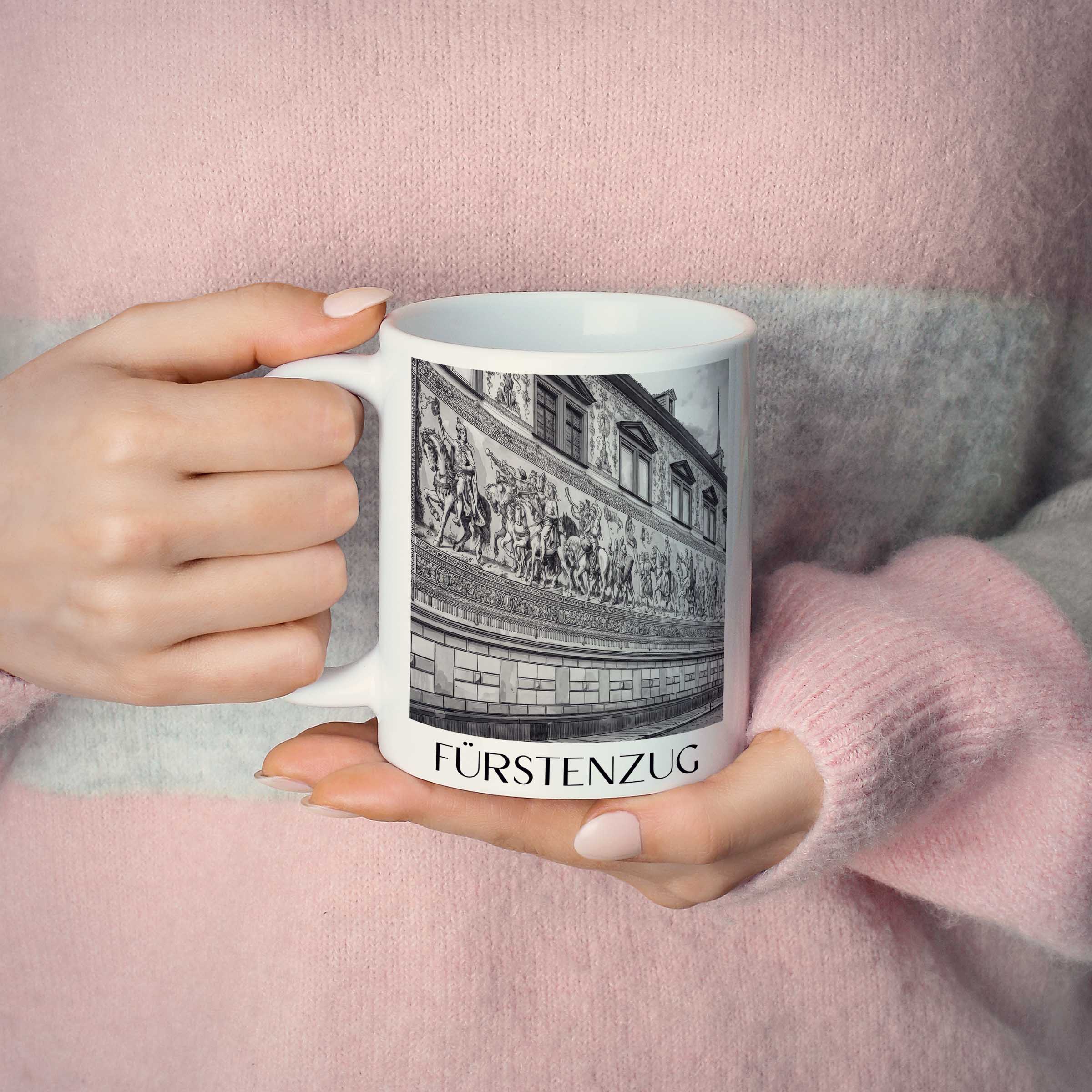 fürstenzug-dresden-deutschland-kaffeebecher-aquarell-schwarz-weiss