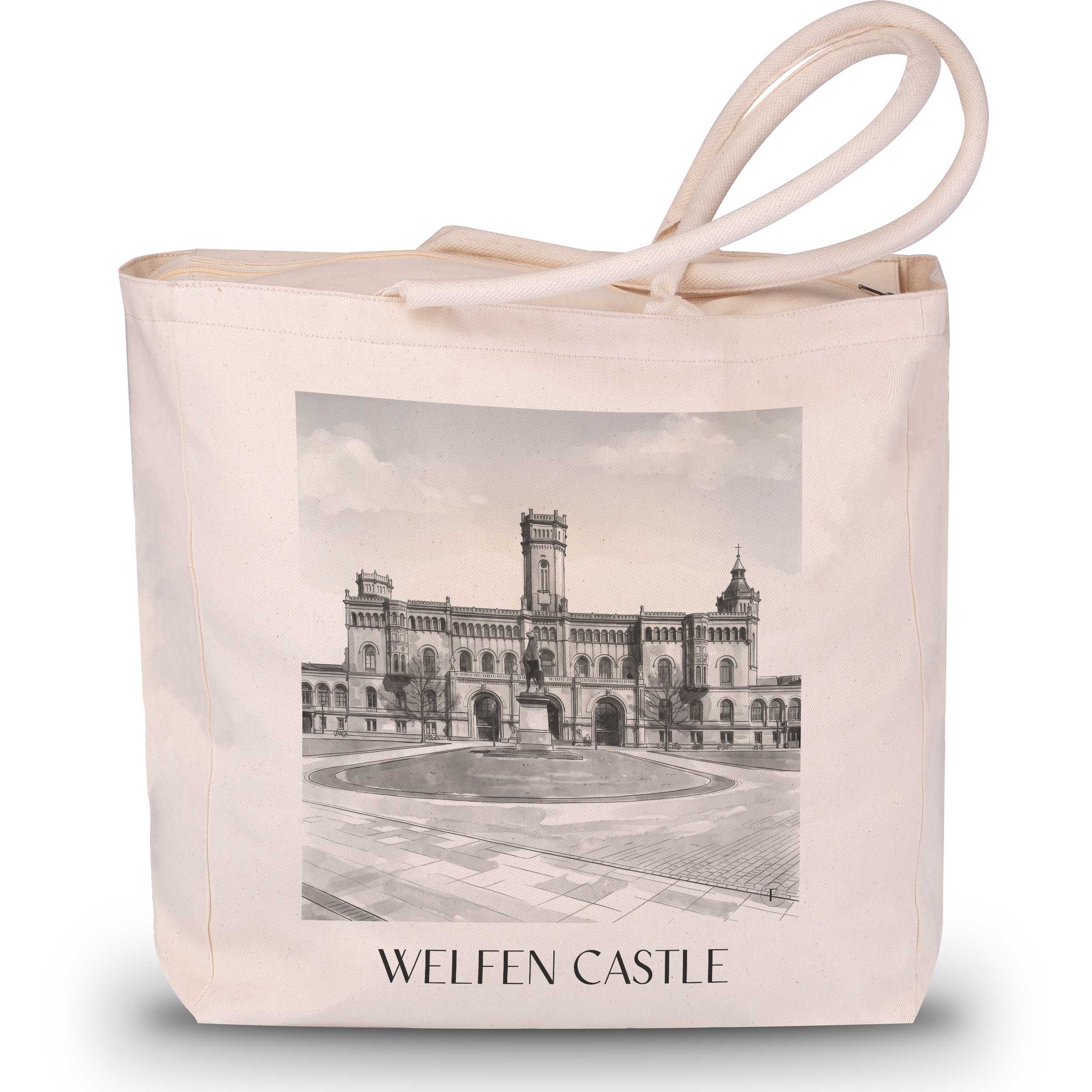 Welfenschloss Shopping Tasche - Hannover - Deutschland Tote Bag - Einkaufstasche im Aquarell Schwarz-Weiß Stil