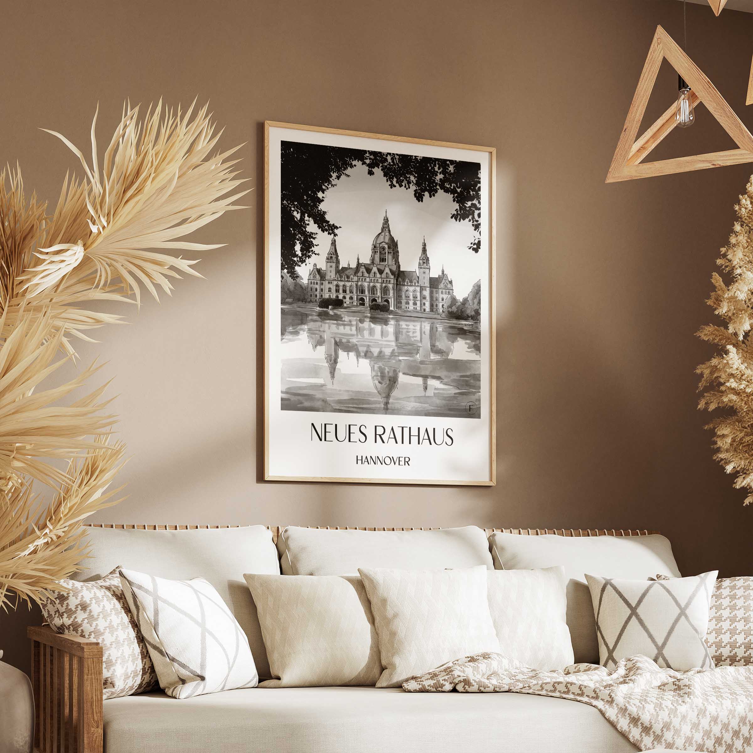neues-rathaus-hannover-deutschland-poster-aquarell-schwarz-weiss