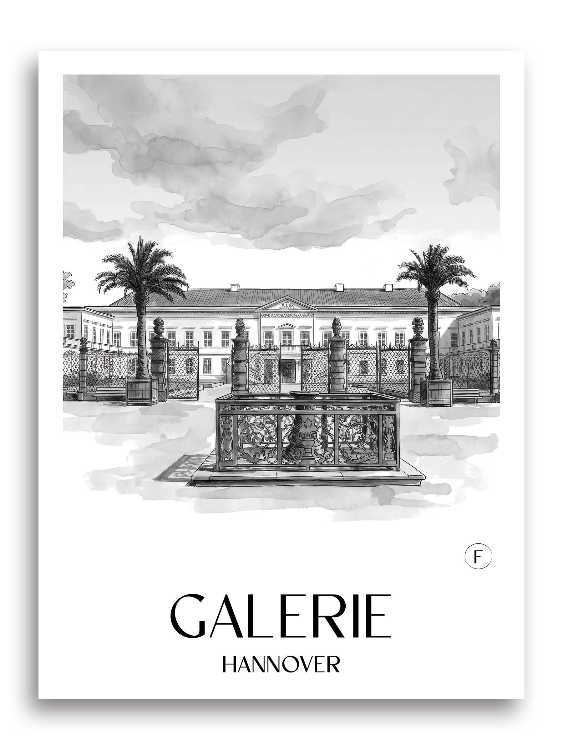 galerie-hannover-deutschland-poster-aquarell-schwarz-weiss
