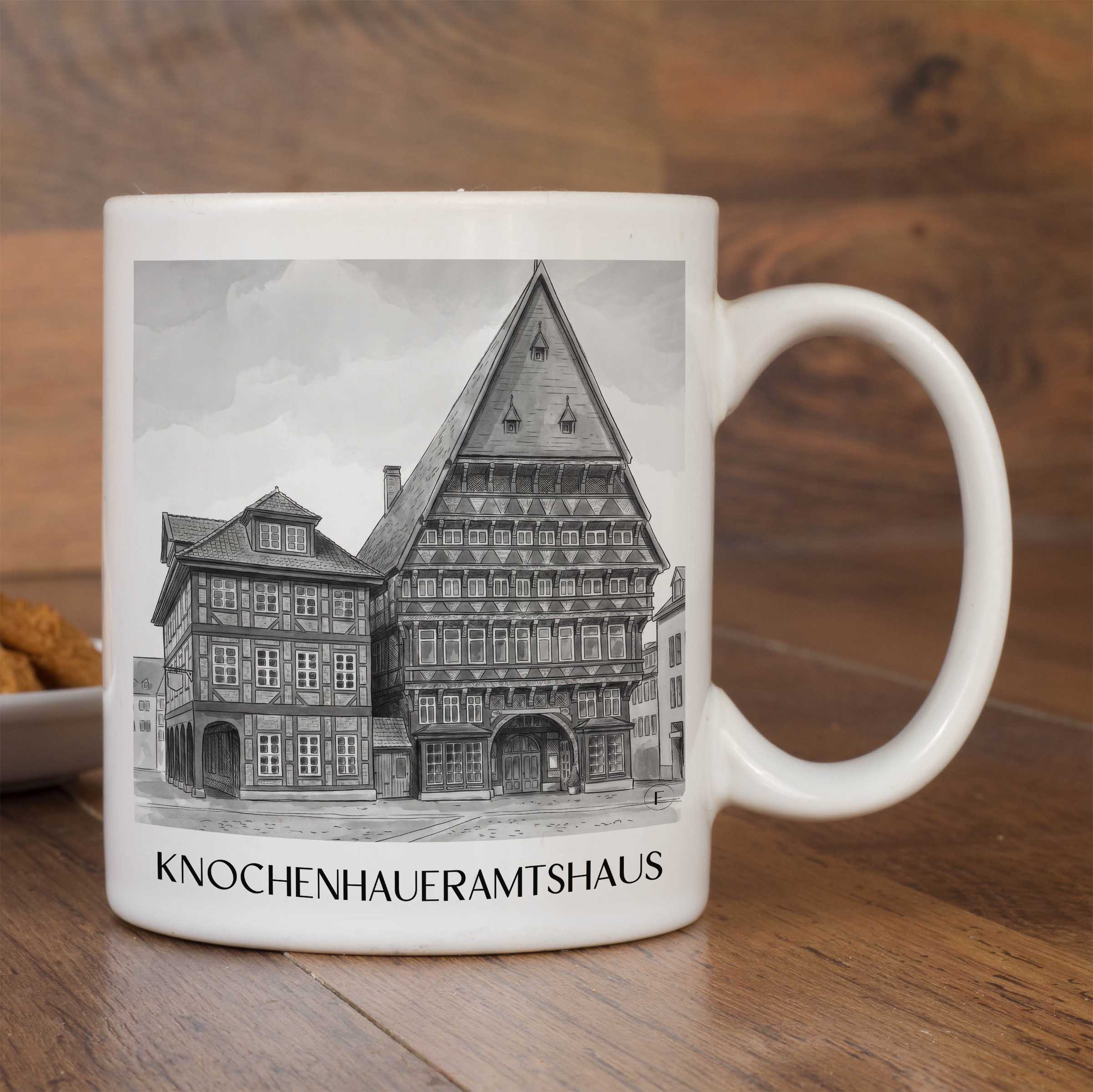 knochenhaueramtshaus-hildesheim-deutschland-kaffeebecher-aquarell-schwarz-weiss