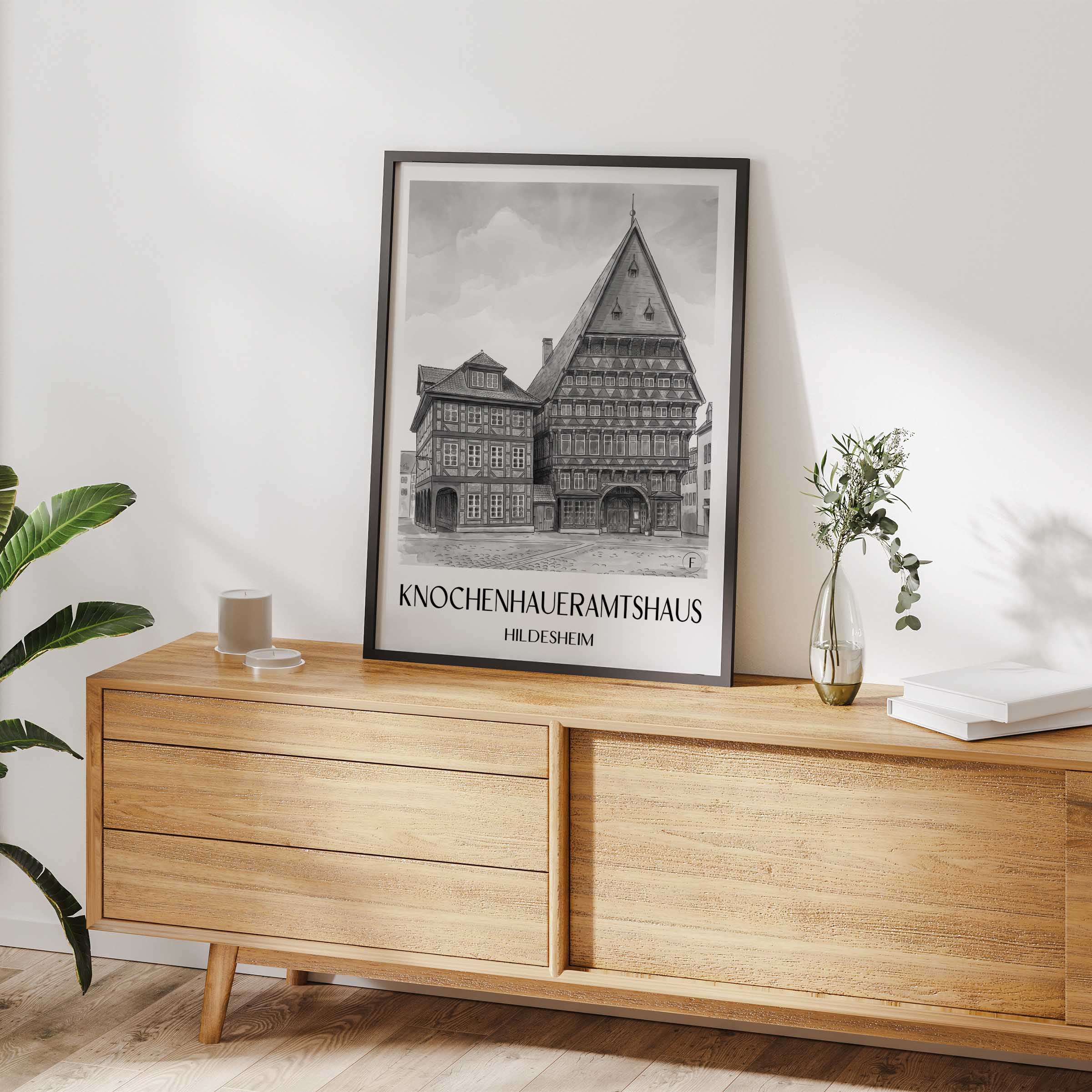 knochenhaueramtshaus-hildesheim-deutschland-poster-aquarell-schwarz-weiss