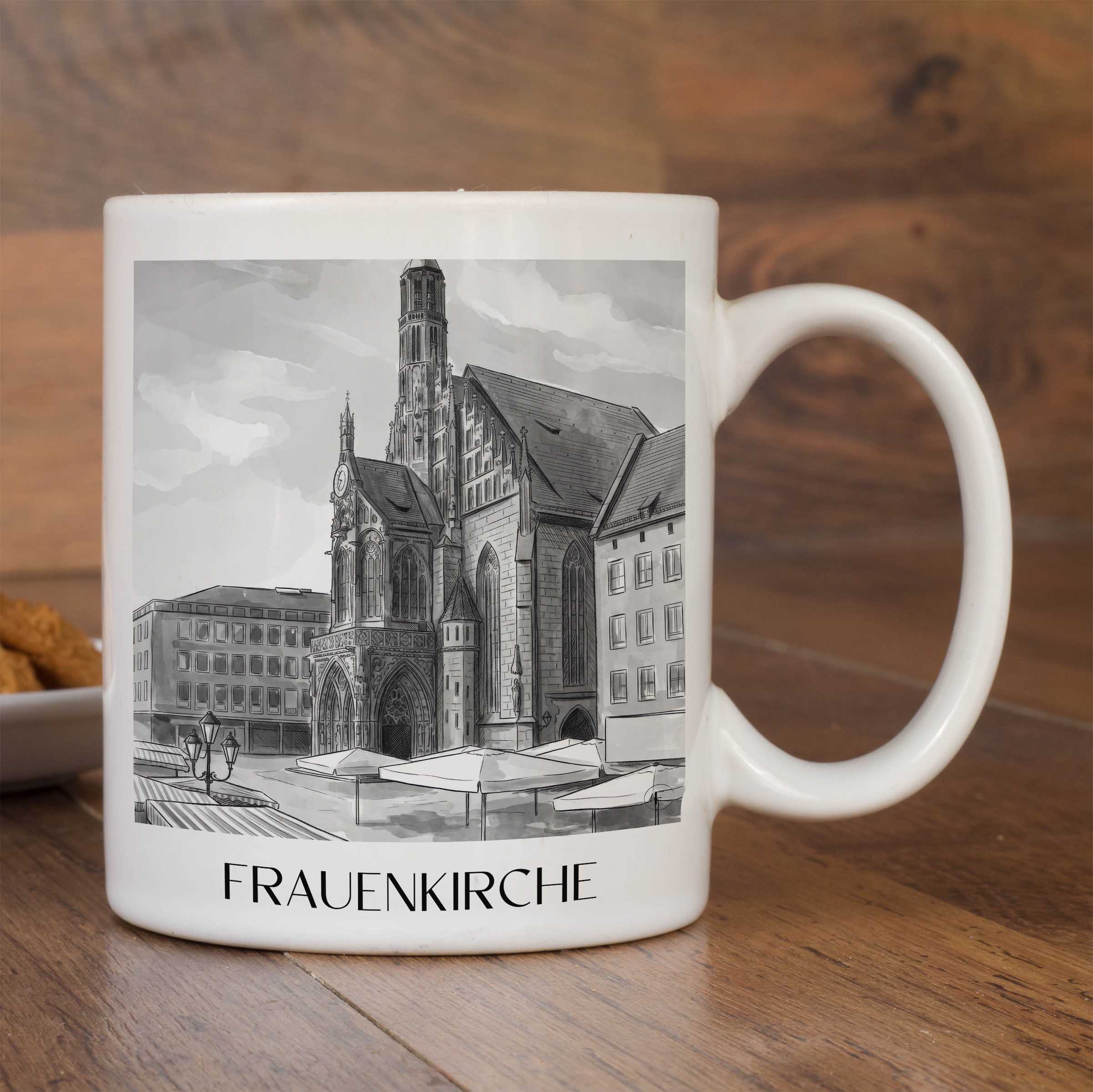 frauenkirche-nürnberg-deutschland-kaffeebecher-aquarell-schwarz-weiss