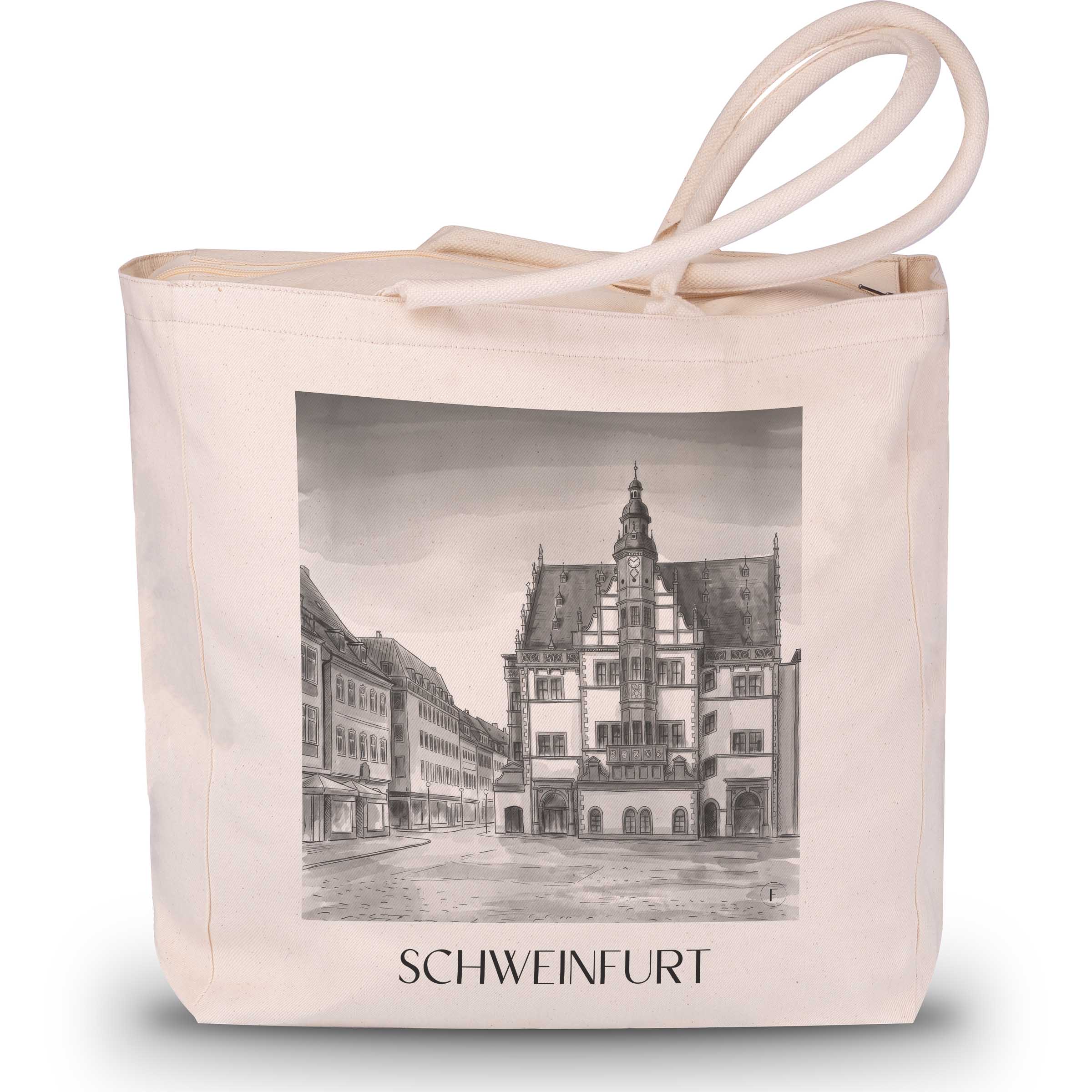 schweinfurt-deutschland-einkaufstasche-aquarell-schwarz-weiss