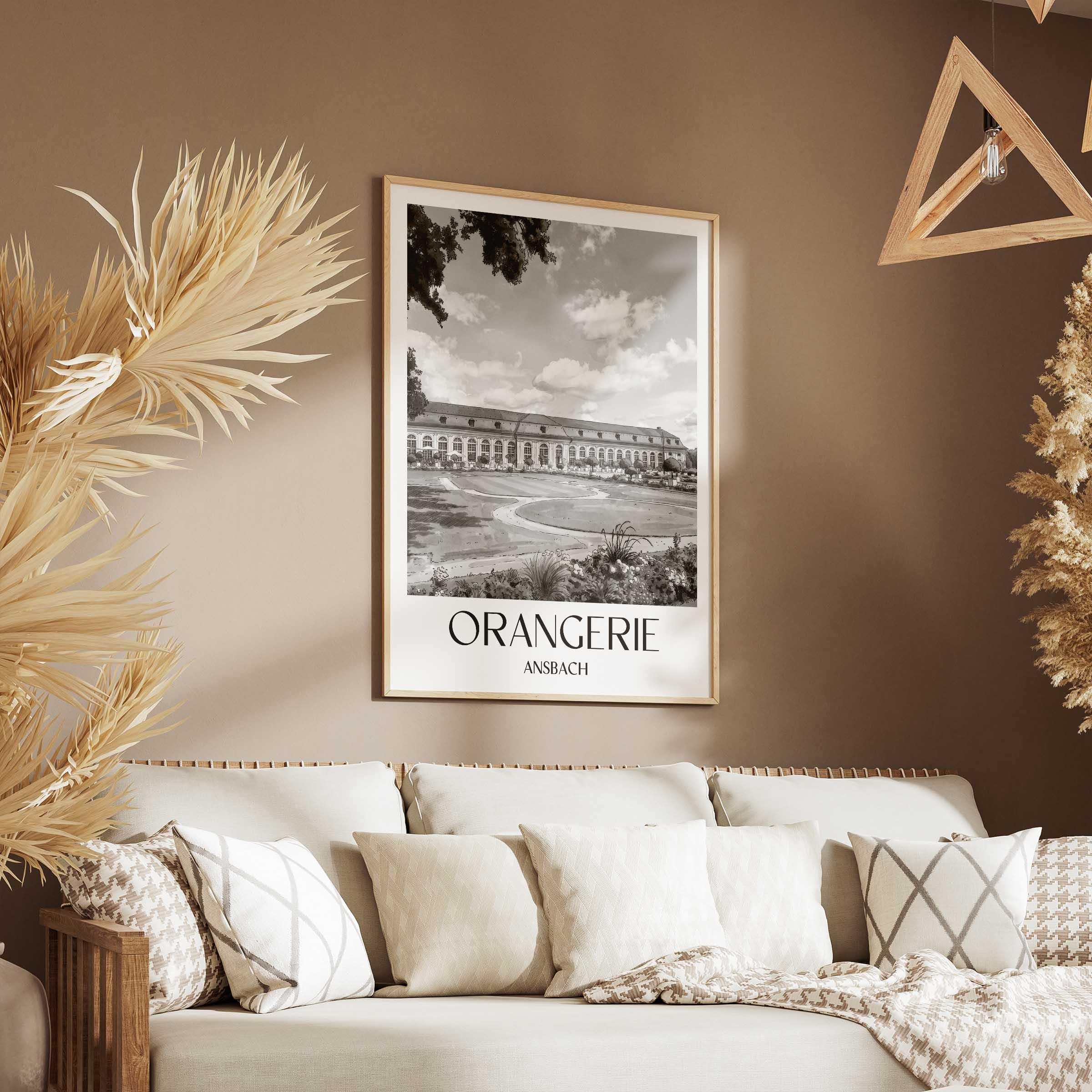 orangerie-ansbach-deutschland-poster-aquarell-schwarz-weiss