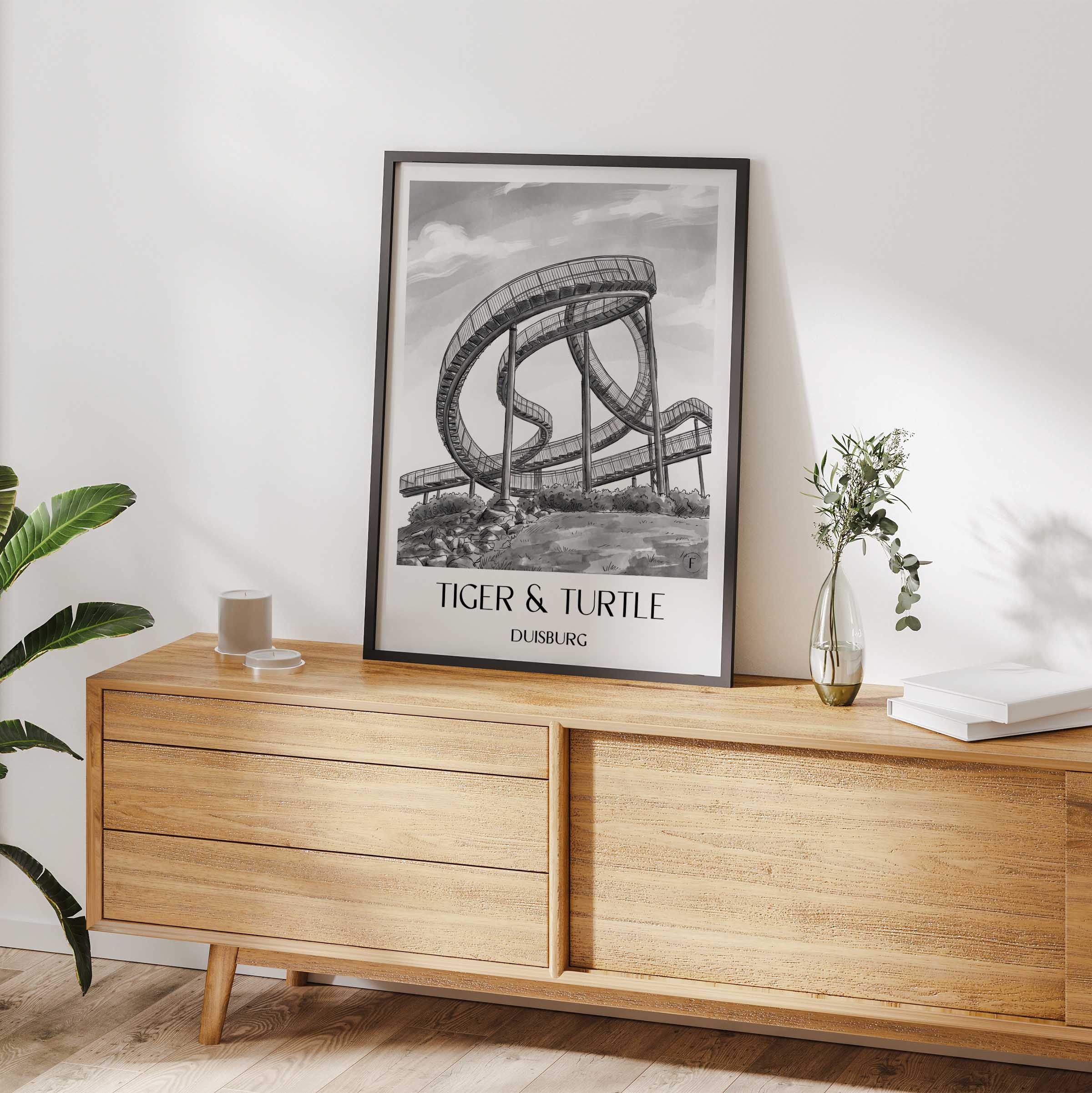 tiger-&-turtle-duisburg-deutschland-poster-aquarell-schwarz-weiss