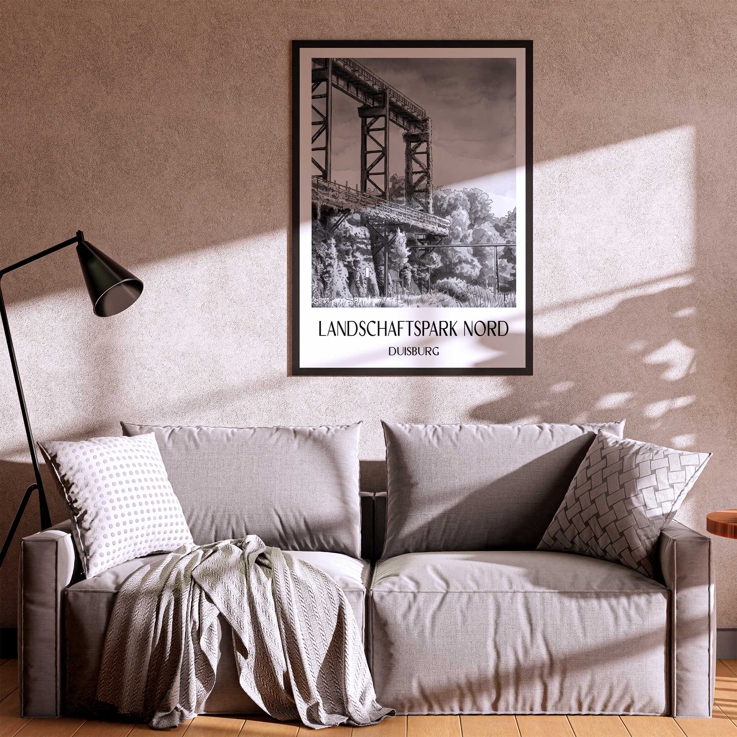 landschaftspark-nord-duisburg-deutschland-poster-aquarell-schwarz-weiss
