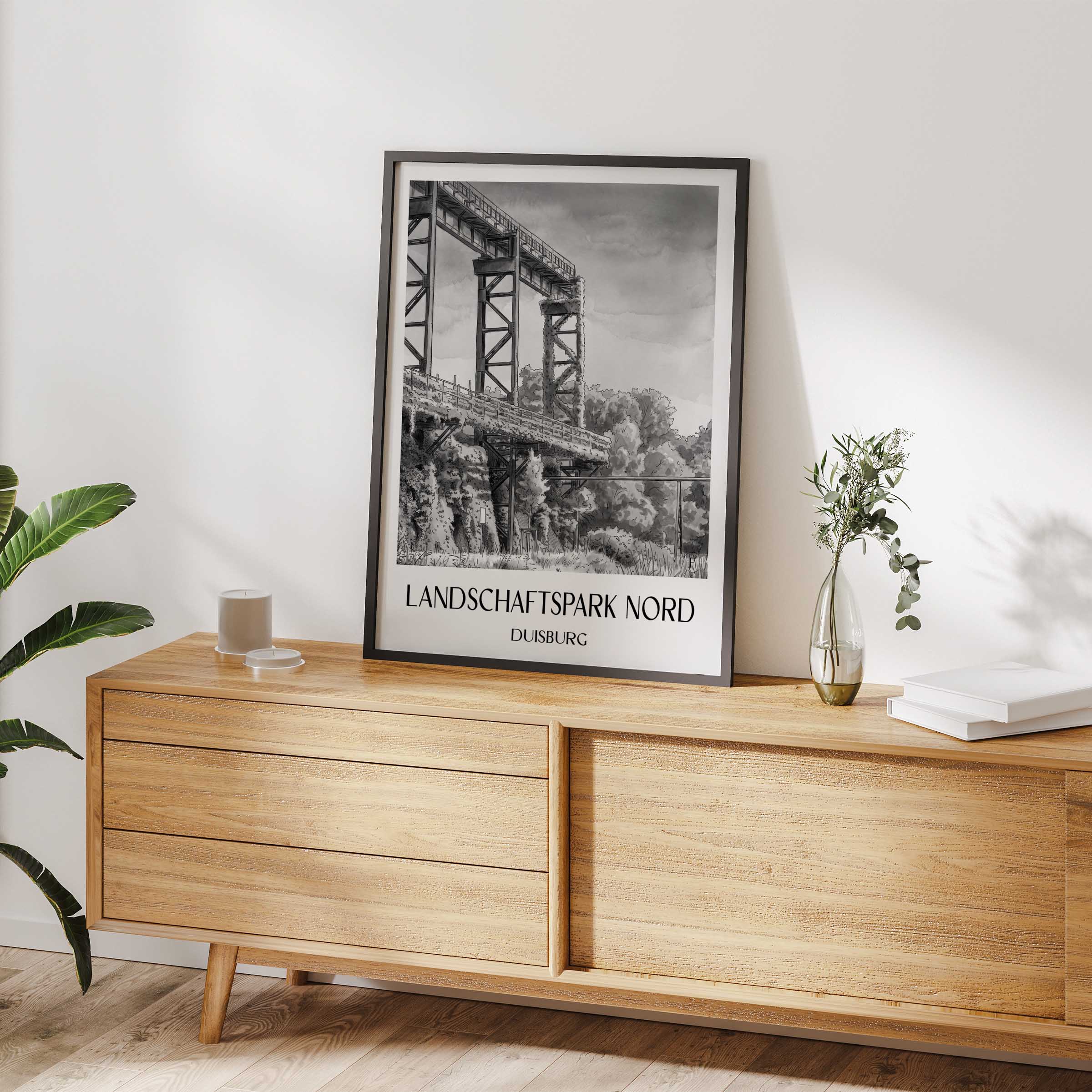 landschaftspark-nord-duisburg-deutschland-poster-aquarell-schwarz-weiss