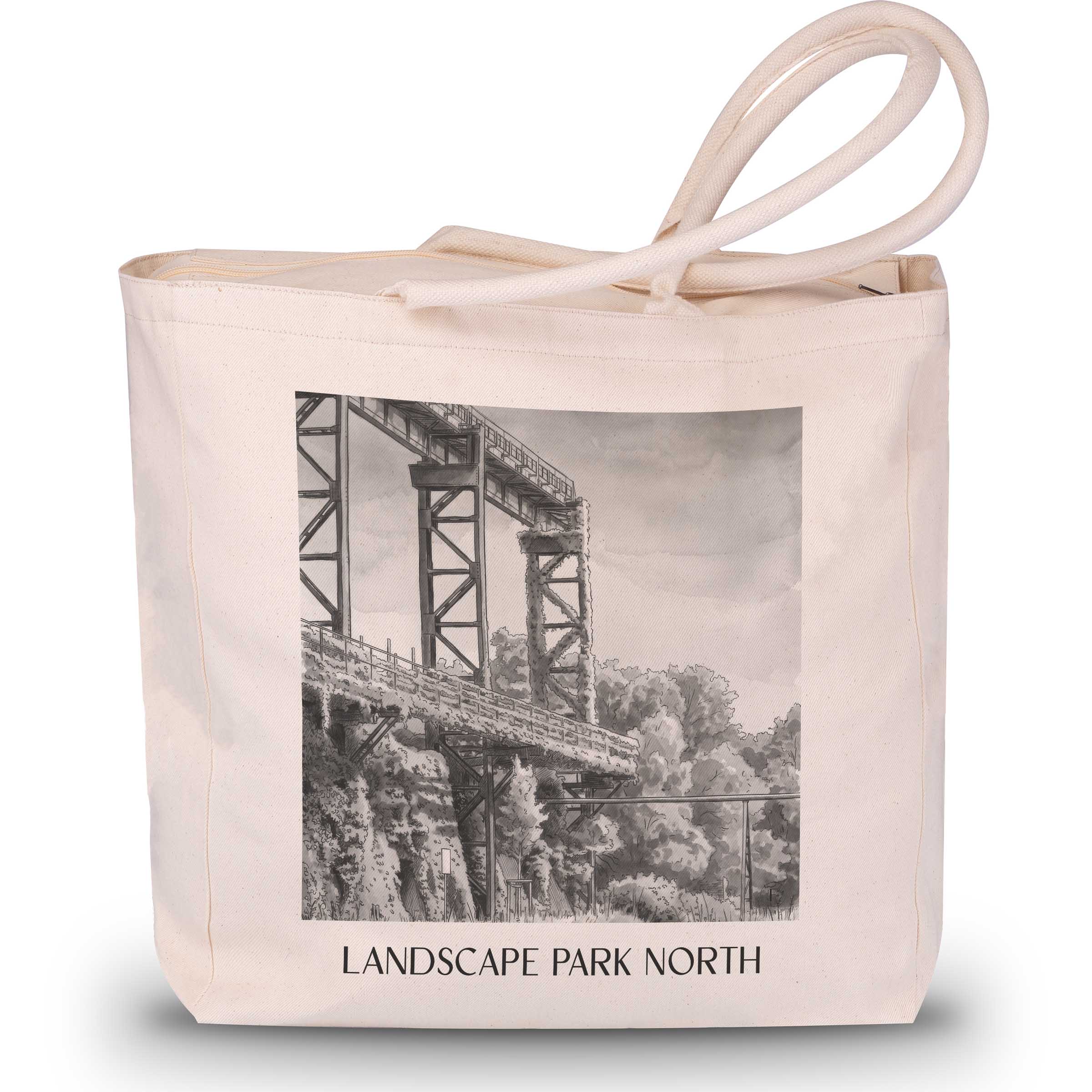 Landschaftspark Nord Shopping Tasche - Duisburg - Deutschland Tote Bag - Einkaufstasche im Aquarell Schwarz-Weiß Stil