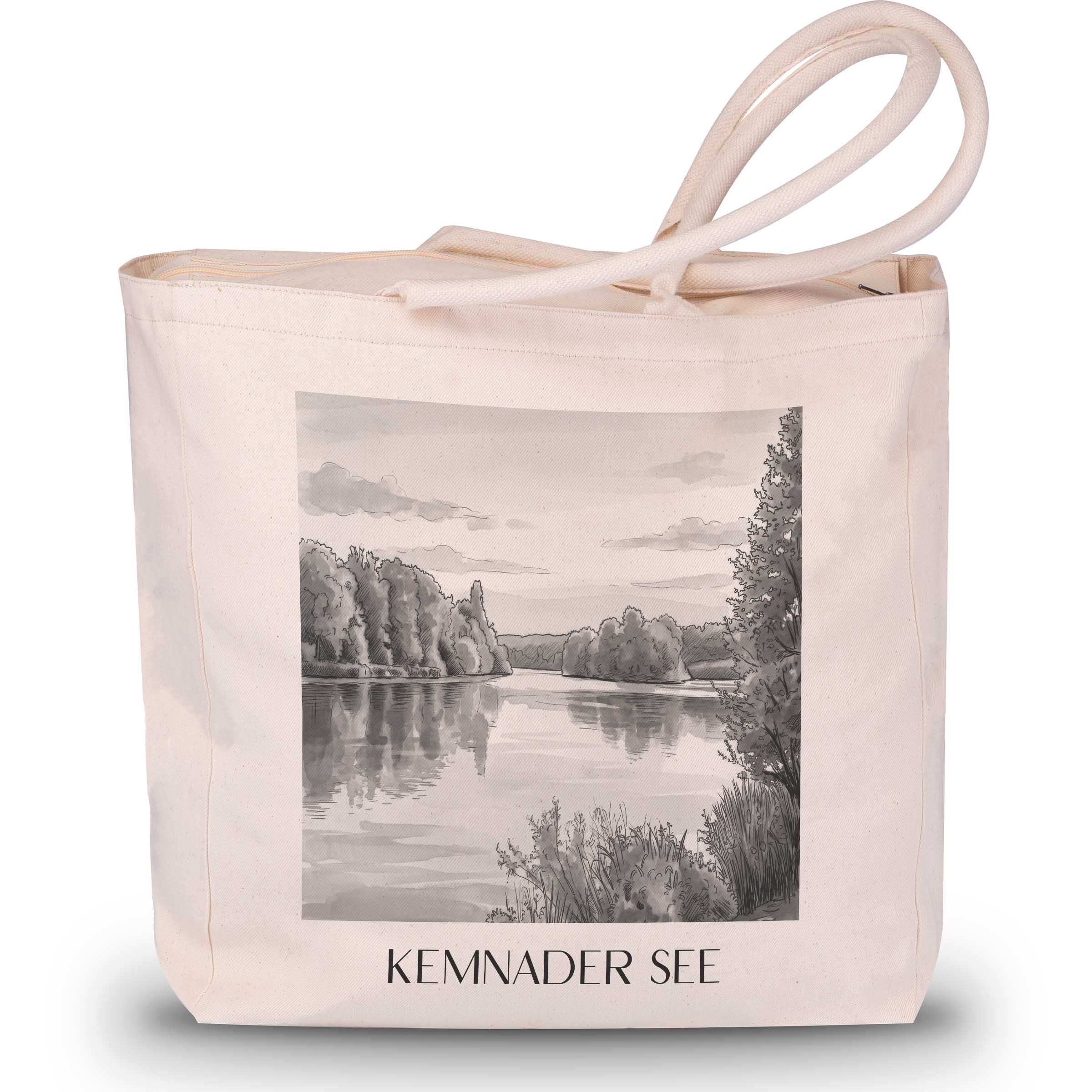 kemnader-see-bochum-deutschland-einkaufstasche-aquarell-schwarz-weiss