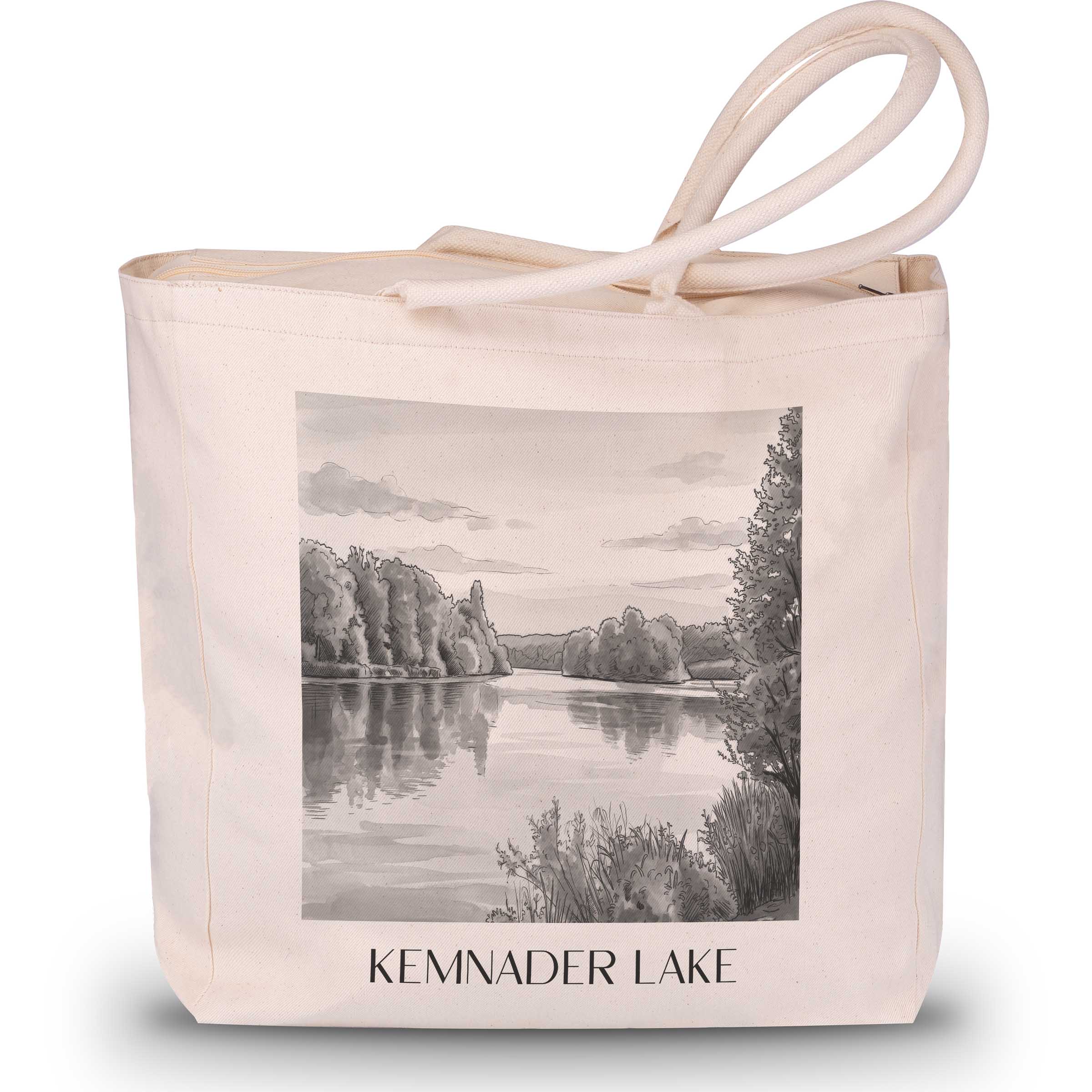 Kemnader See Shopping Tasche - Bochum - Deutschland Tote Bag - Einkaufstasche im Aquarell Schwarz-Weiß Stil