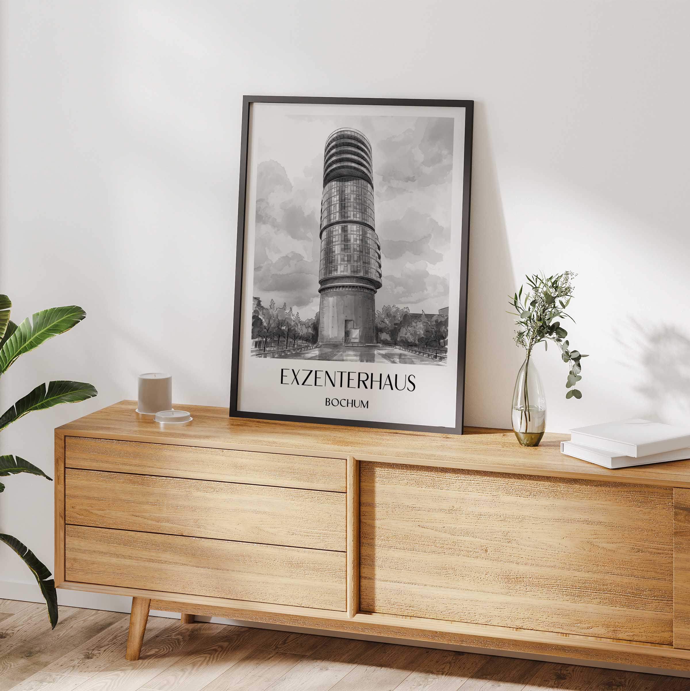 exzenterhaus-bochum-deutschland-poster-aquarell-schwarz-weiss
