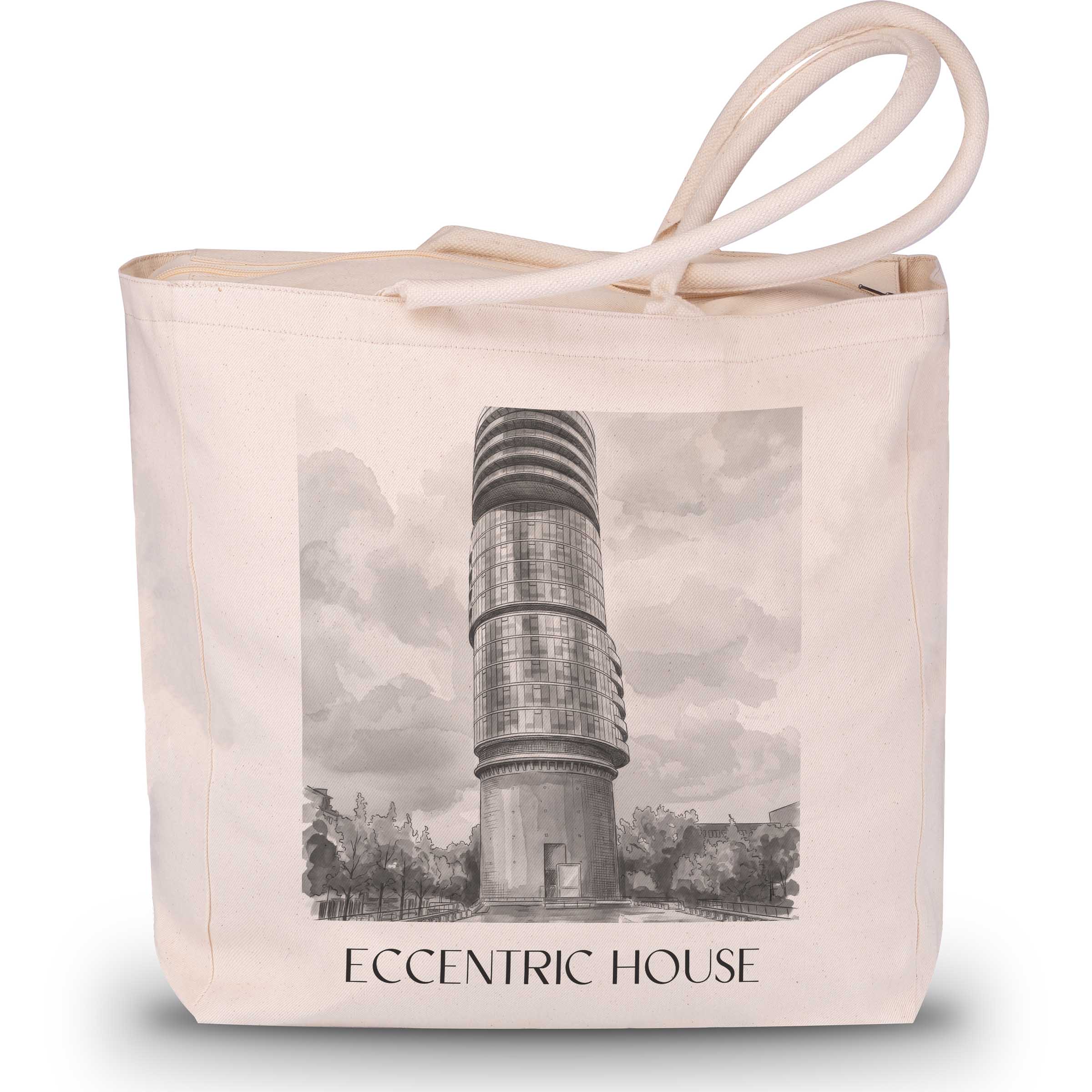 Exzenterhaus Shopping Tasche - Bochum - Deutschland Tote Bag - Einkaufstasche im Aquarell Schwarz-Weiß Stil