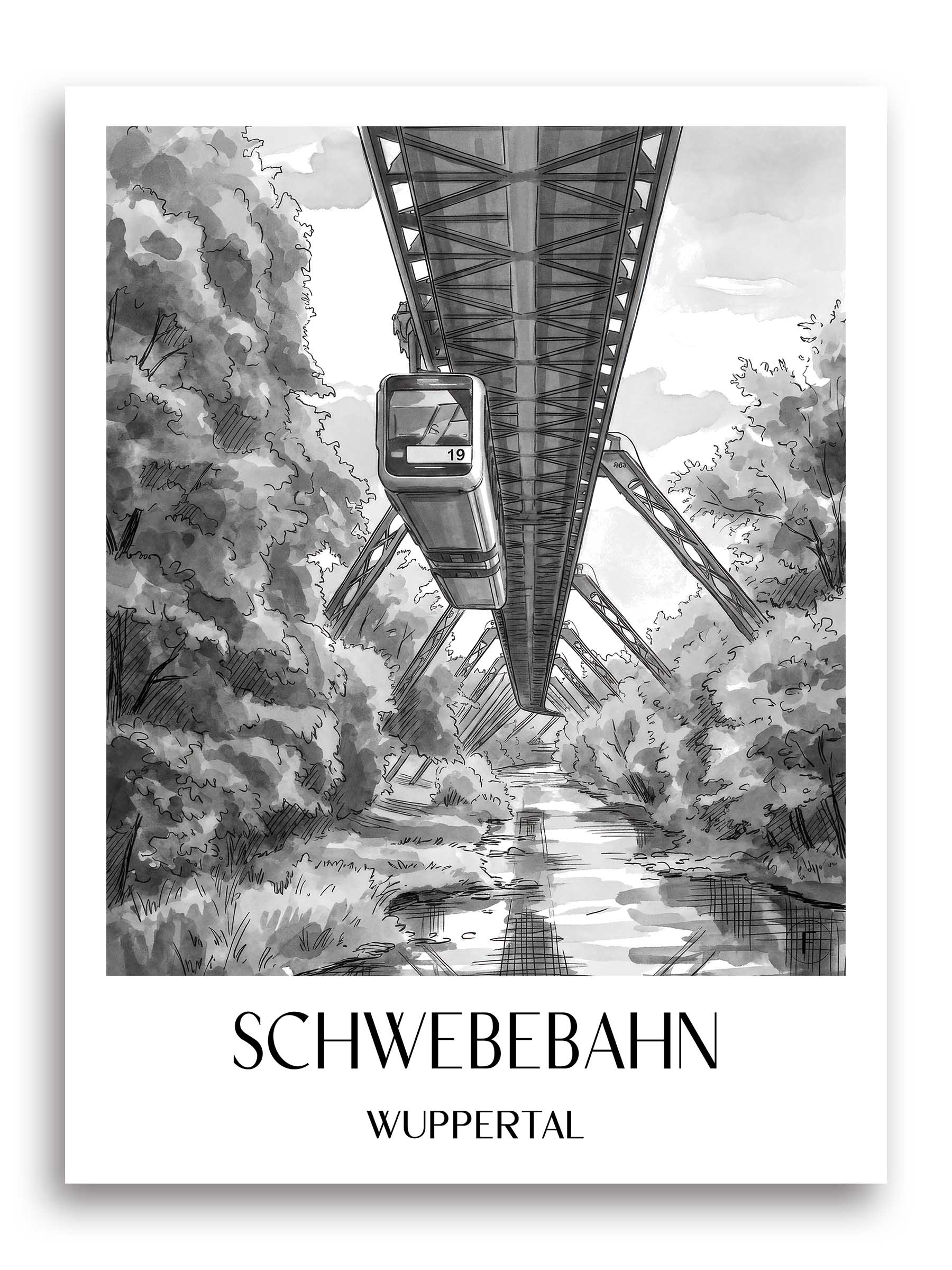 schwebebahn-wuppertal-deutschland-poster-aquarell-schwarz-weiss