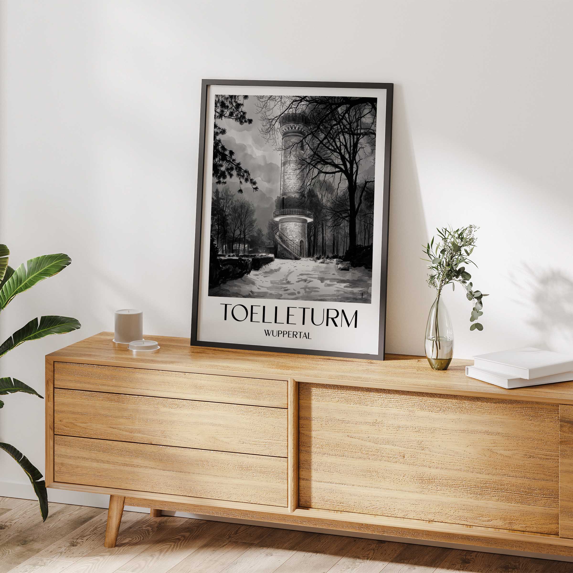 toelleturm-wuppertal-deutschland-poster-aquarell-schwarz-weiss