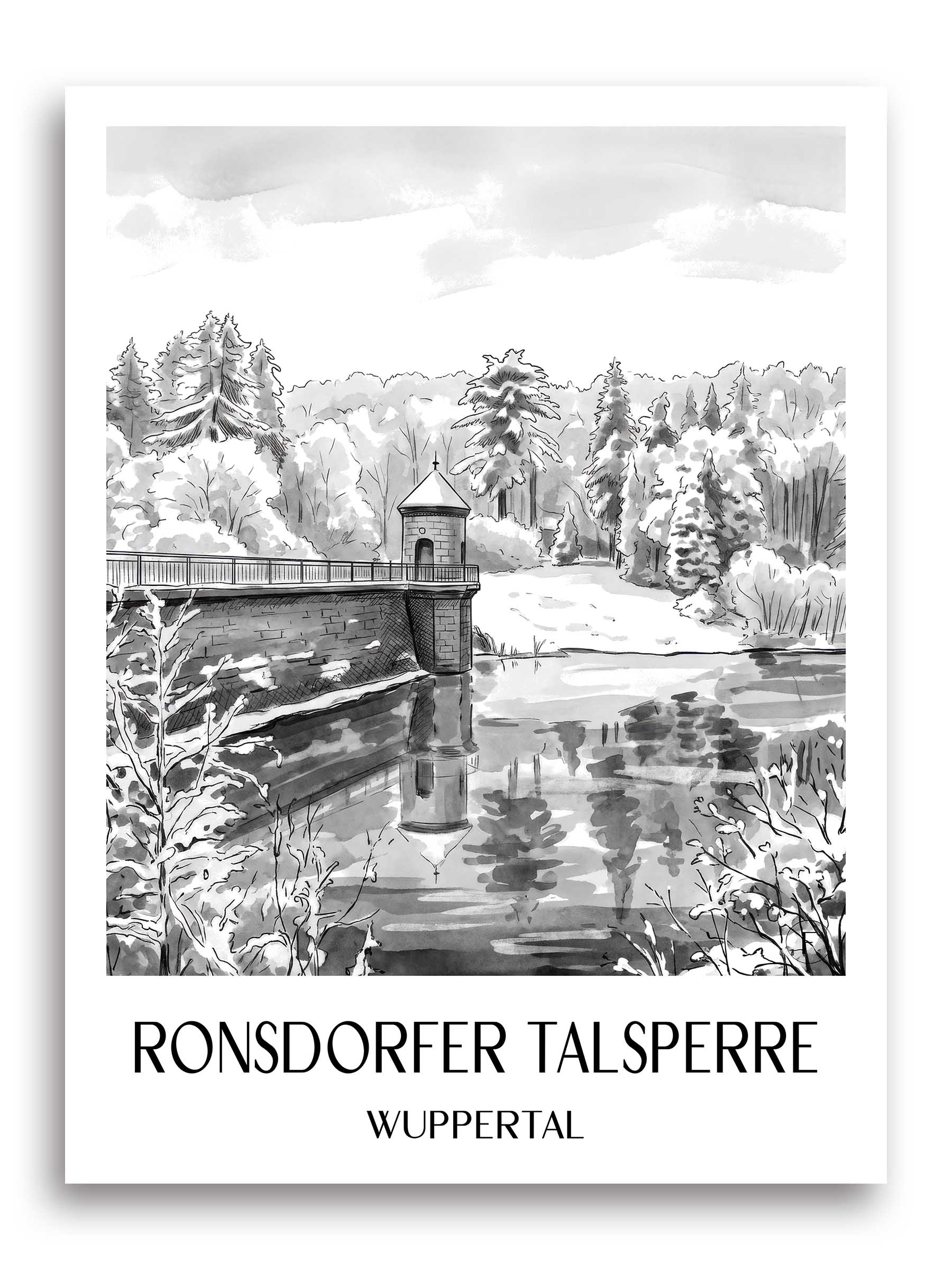 ronsdorfer-talsperre-wuppertal-deutschland-poster-aquarell-schwarz-weiss
