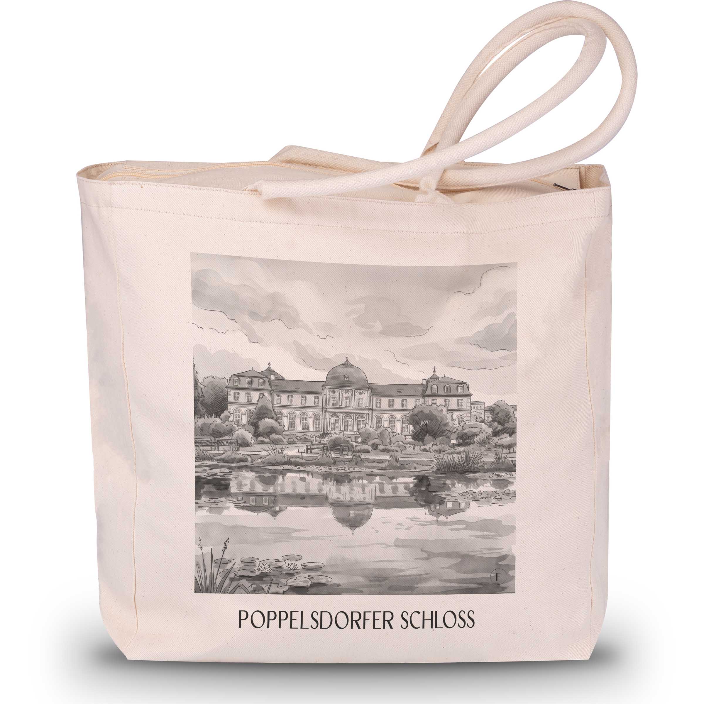 poppelsdorfer-schloss-bonn-deutschland-einkaufstasche-aquarell-schwarz-weiss