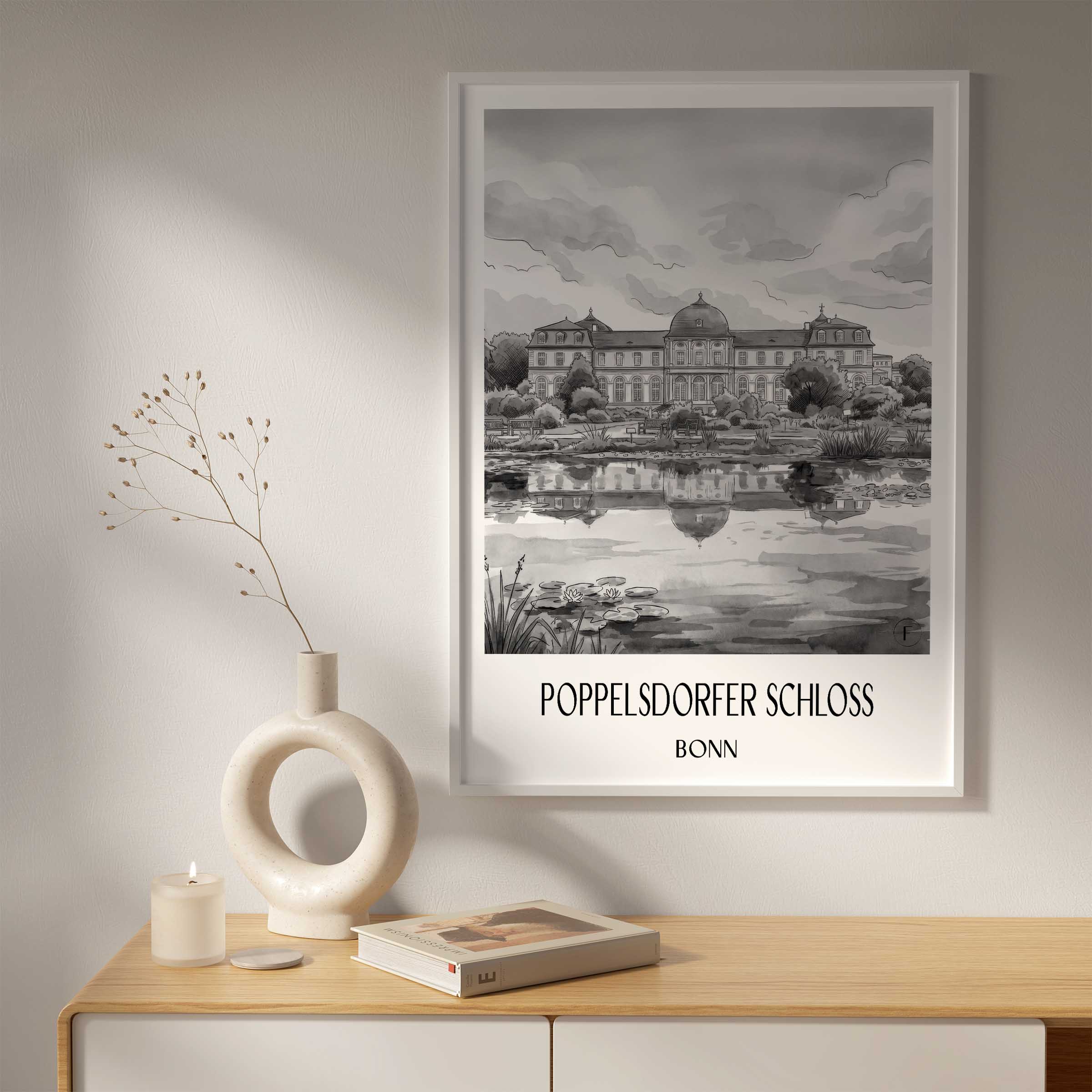 poppelsdorfer-schloss-bonn-deutschland-poster-aquarell-schwarz-weiss
