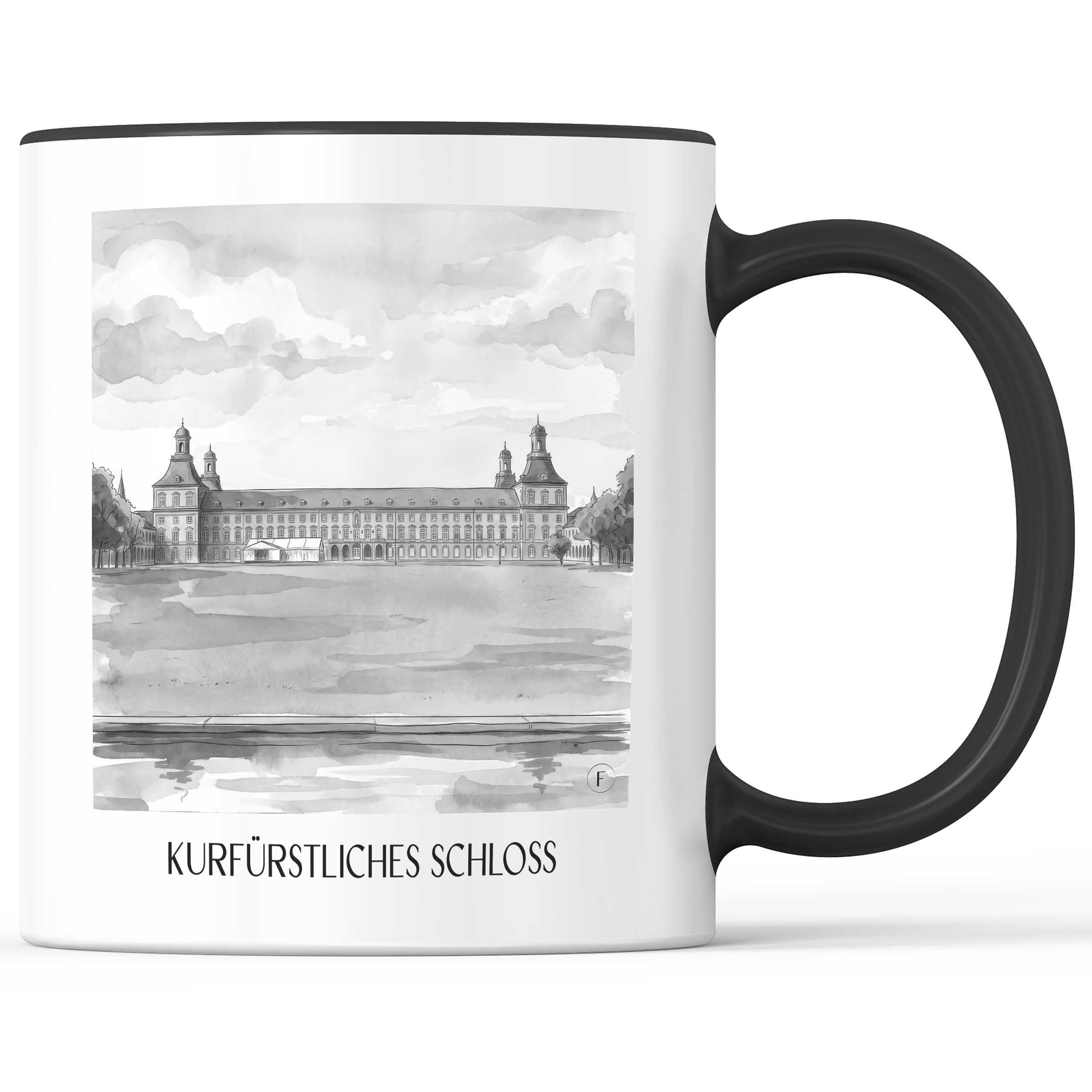 kurfürstliches-schloss-bonn-deutschland-kaffeebecher-aquarell-schwarz-weiss