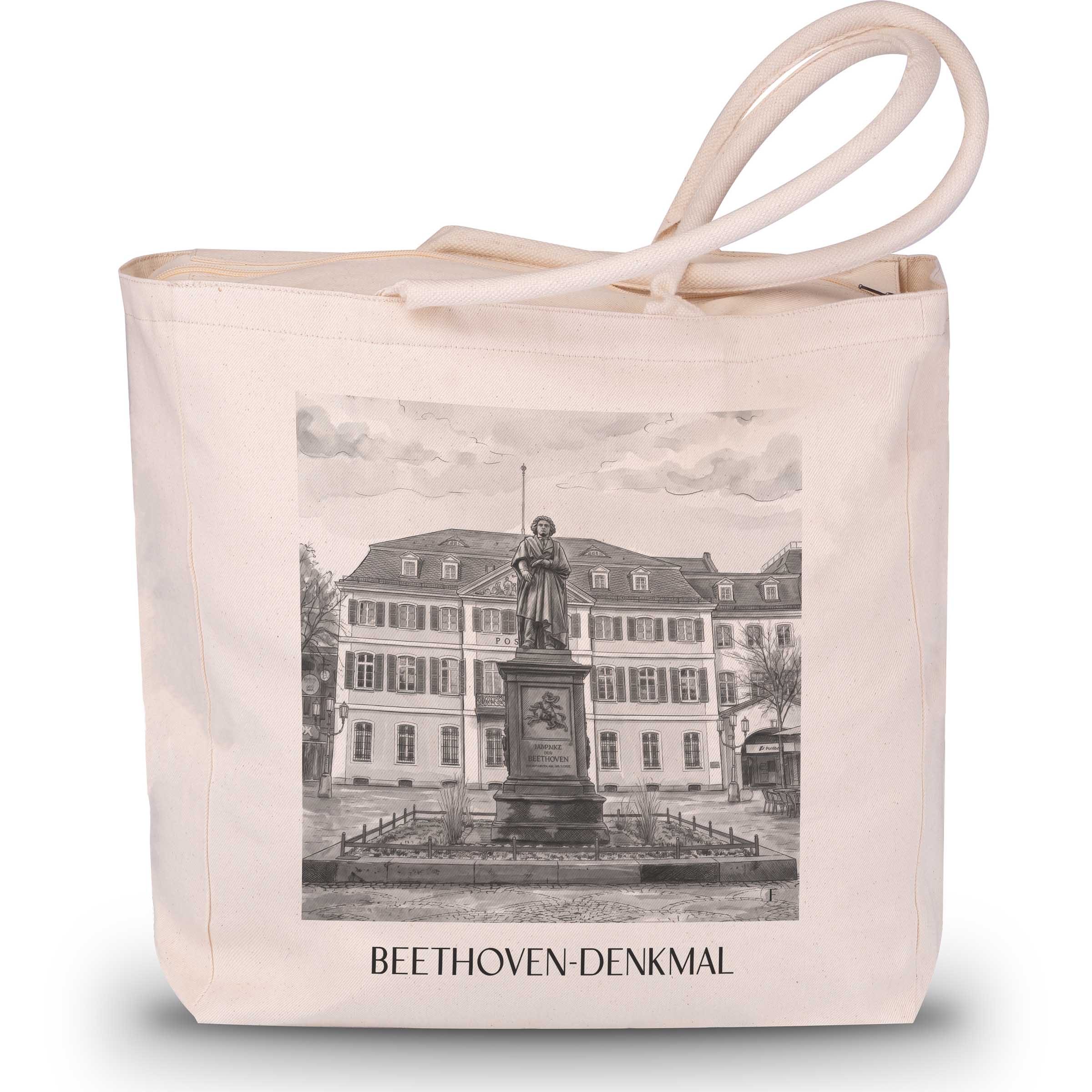 beethoven-denkmal-bonn-deutschland-einkaufstasche-aquarell-schwarz-weiss
