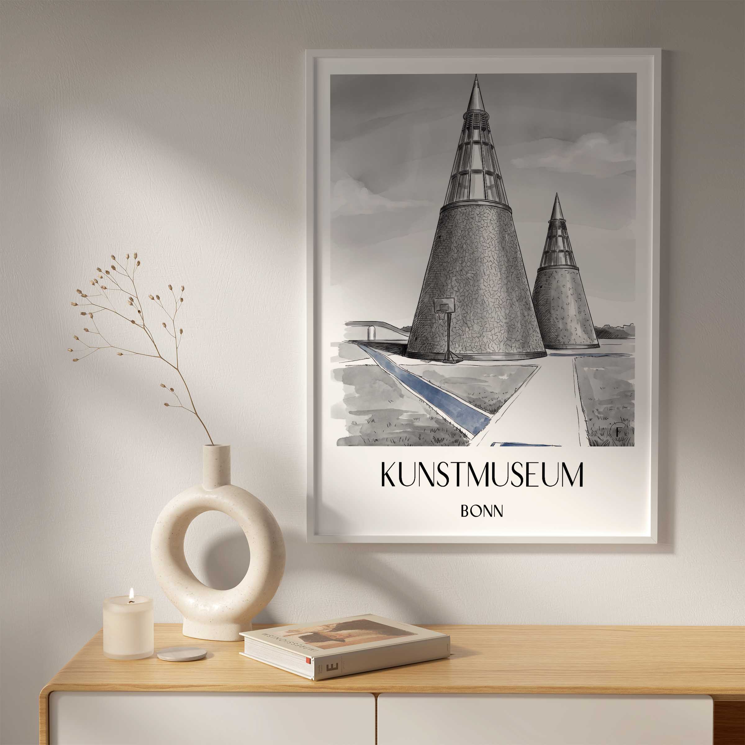 kunstmuseum-bonn-deutschland-poster-aquarell-schwarz-weiss