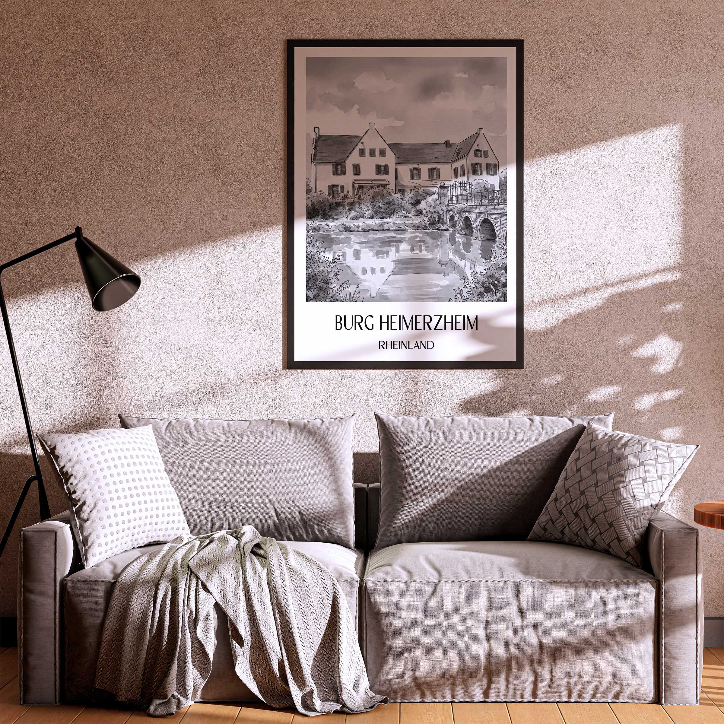 burg-heimerzheim-rheinland-deutschland-poster-aquarell-schwarz-weiss