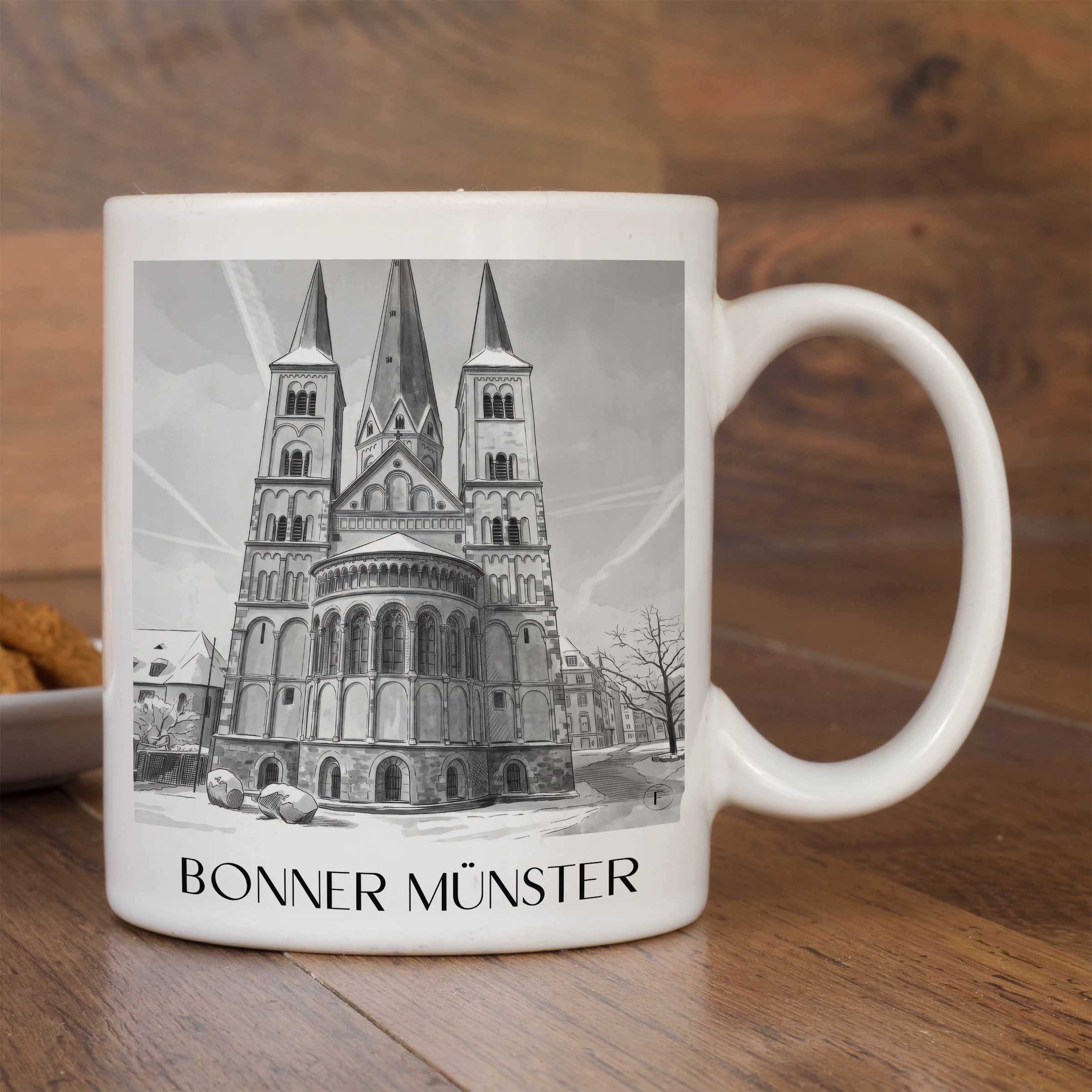 bonner-münster-bonn-deutschland-kaffeebecher-aquarell-schwarz-weiss