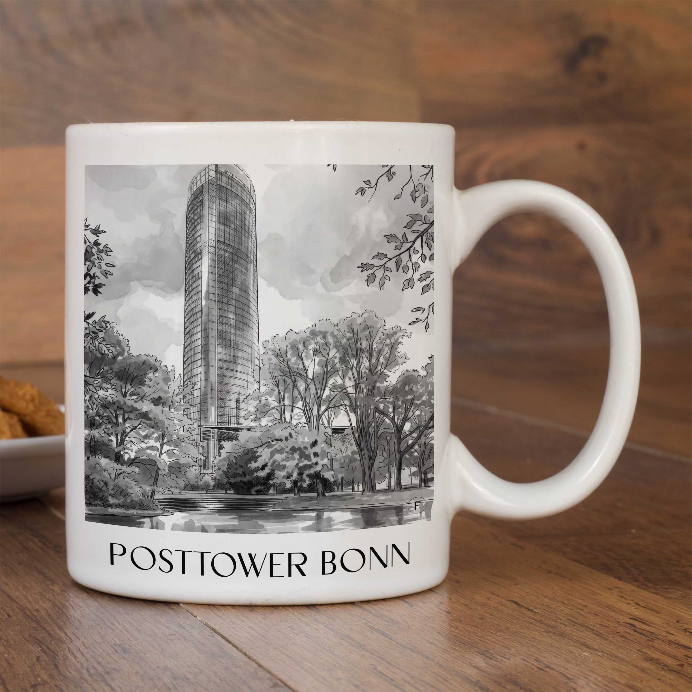 posttower-bonn-deutschland-kaffeebecher-aquarell-schwarz-weiss