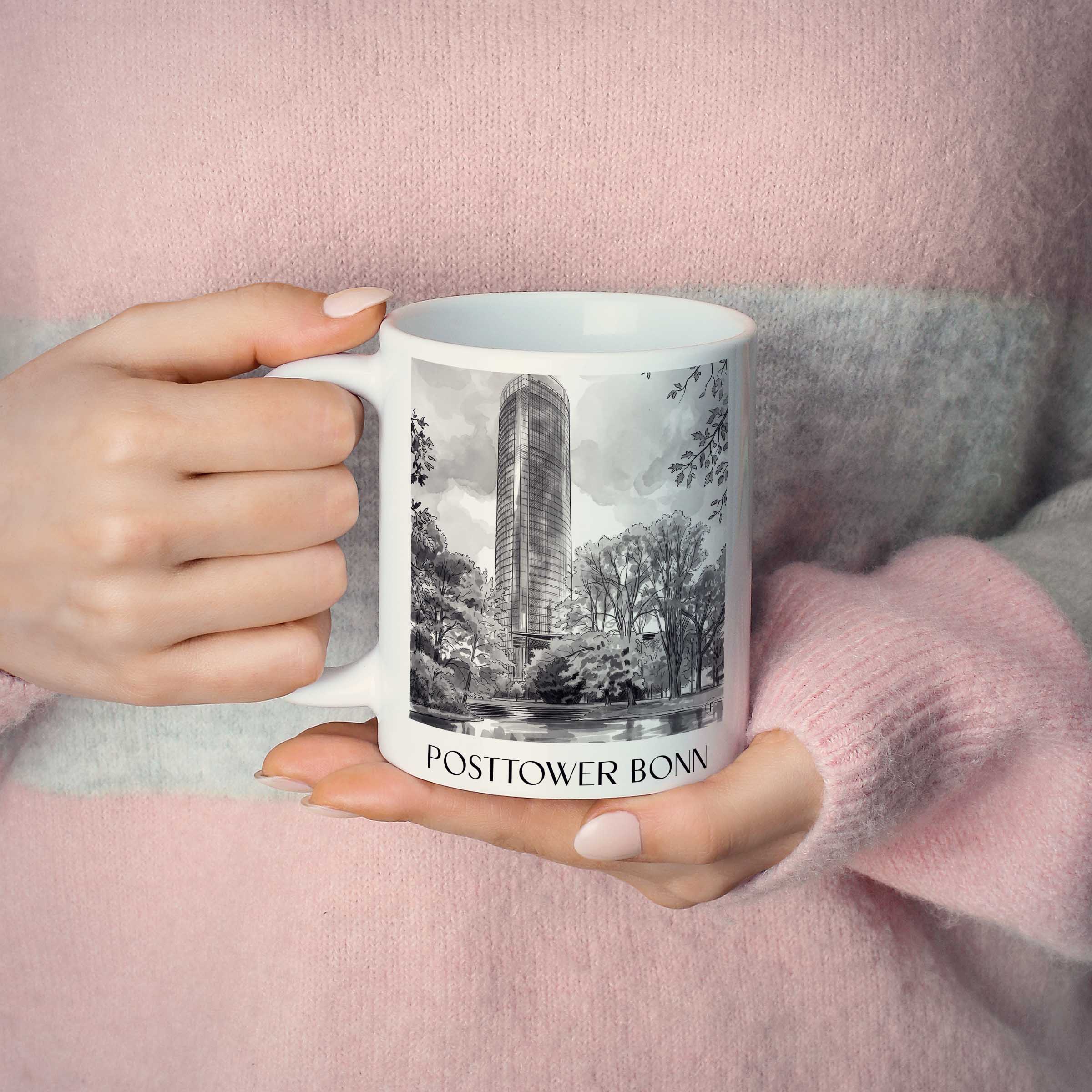 posttower-bonn-deutschland-kaffeebecher-aquarell-schwarz-weiss