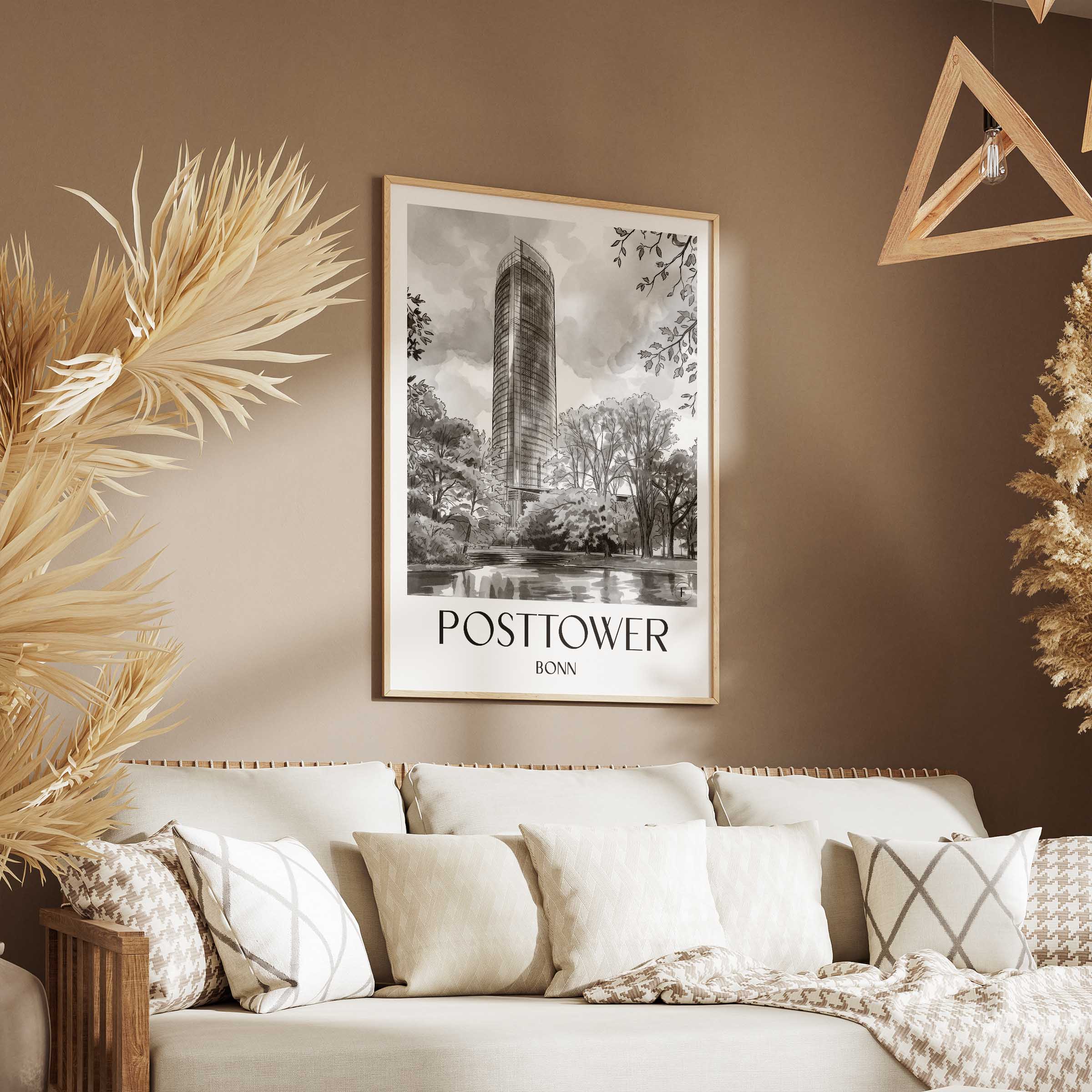 posttower-bonn-deutschland-poster-aquarell-schwarz-weiss