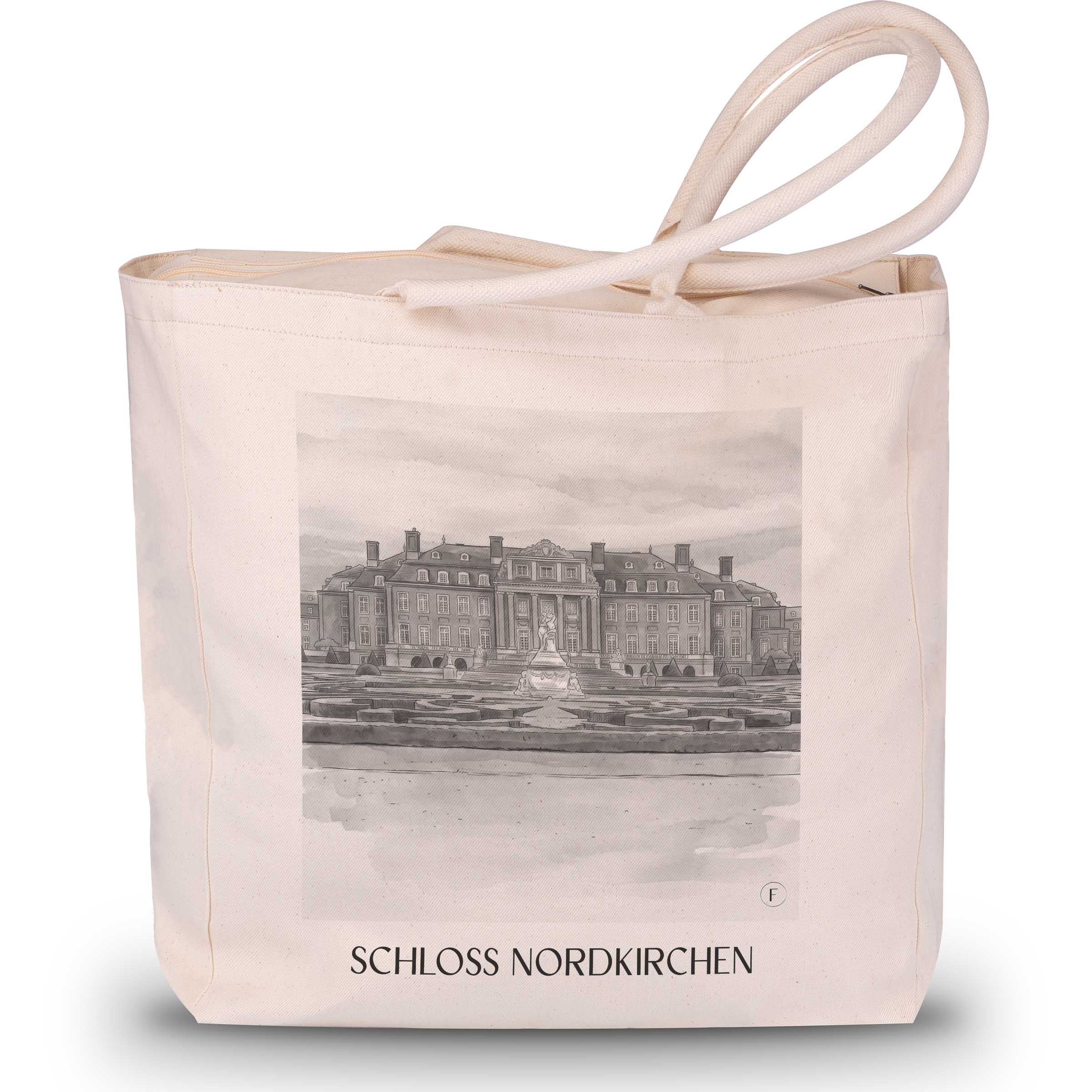 schloss-nordkirchen-münsterland-deutschland-einkaufstasche-aquarell-schwarz-weiss