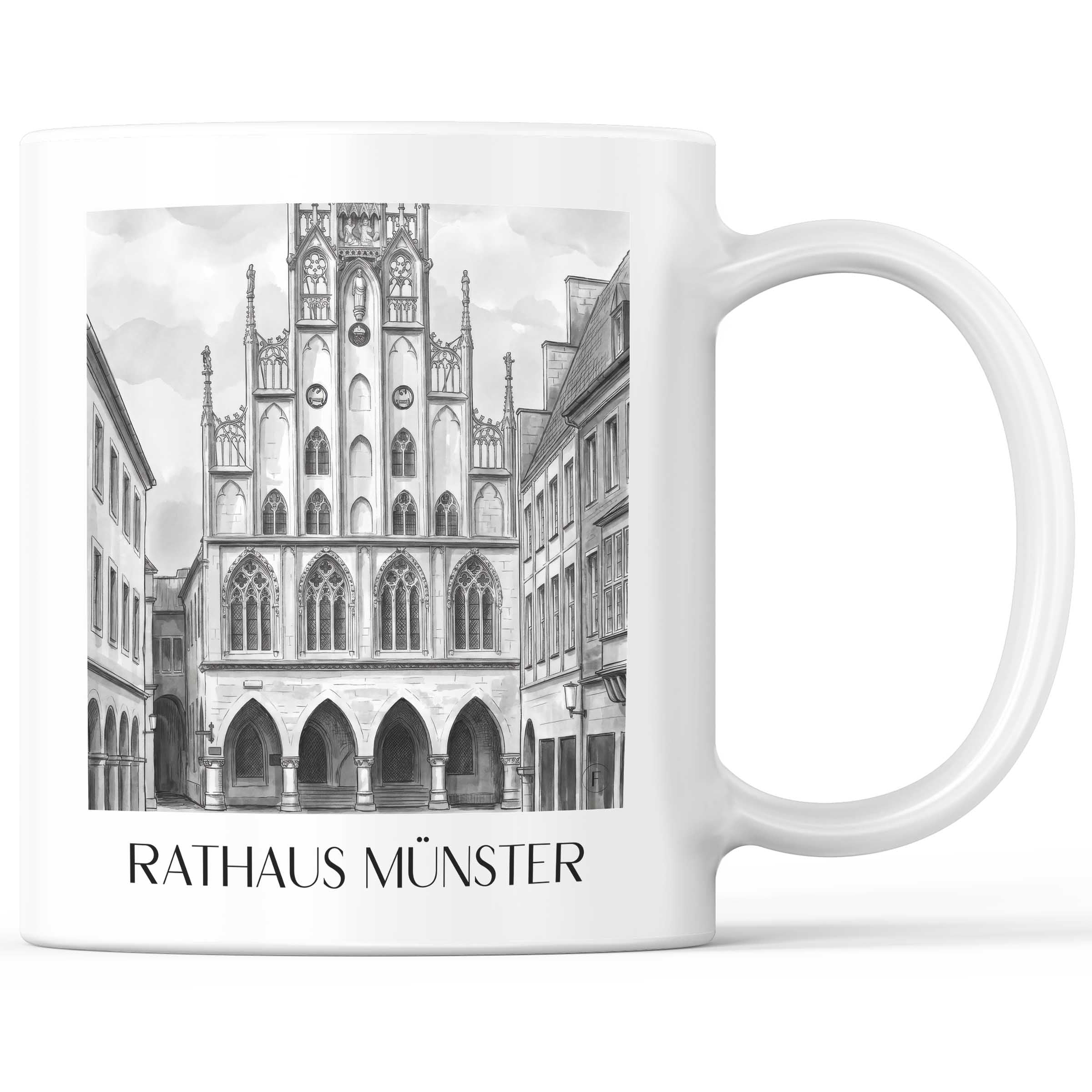 rathaus-münster-deutschland-kaffeebecher-aquarell-schwarz-weiss