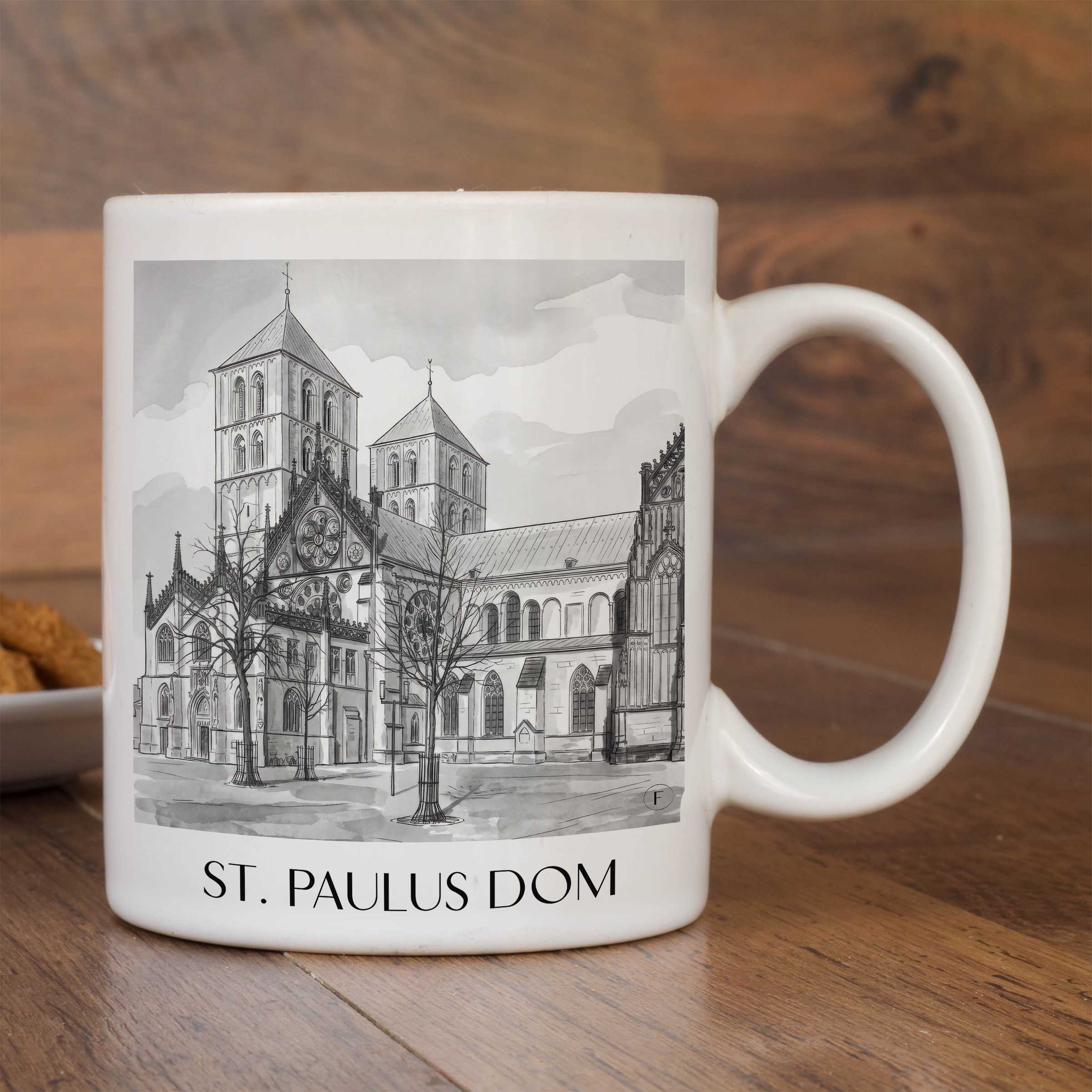 st.-paulus-dom-münster-deutschland-kaffeebecher-aquarell-schwarz-weiss