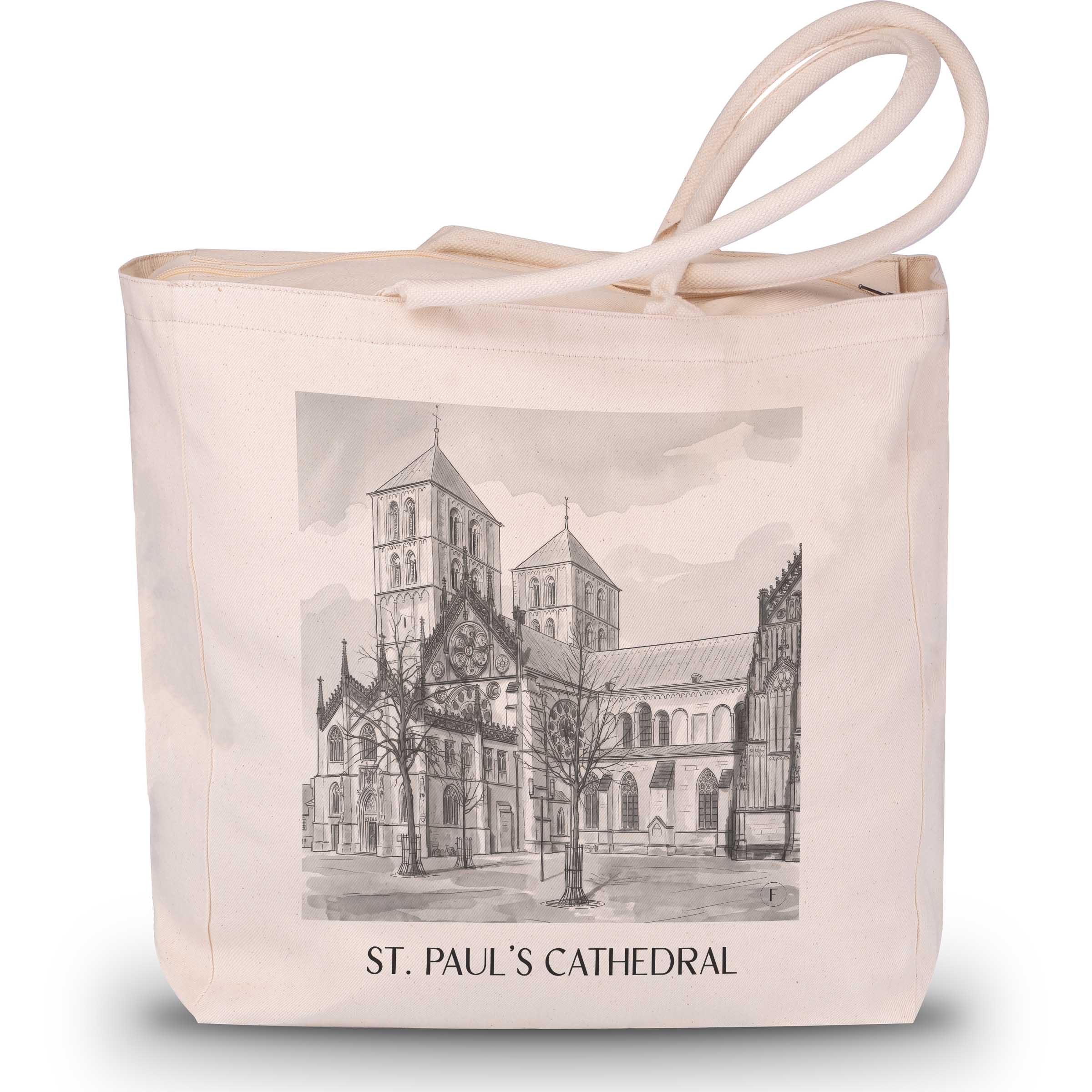 St. Paulus Dom Shopping Tasche - Münster - Deutschland Tote Bag - Einkaufstasche im Aquarell Schwarz-Weiß Stil