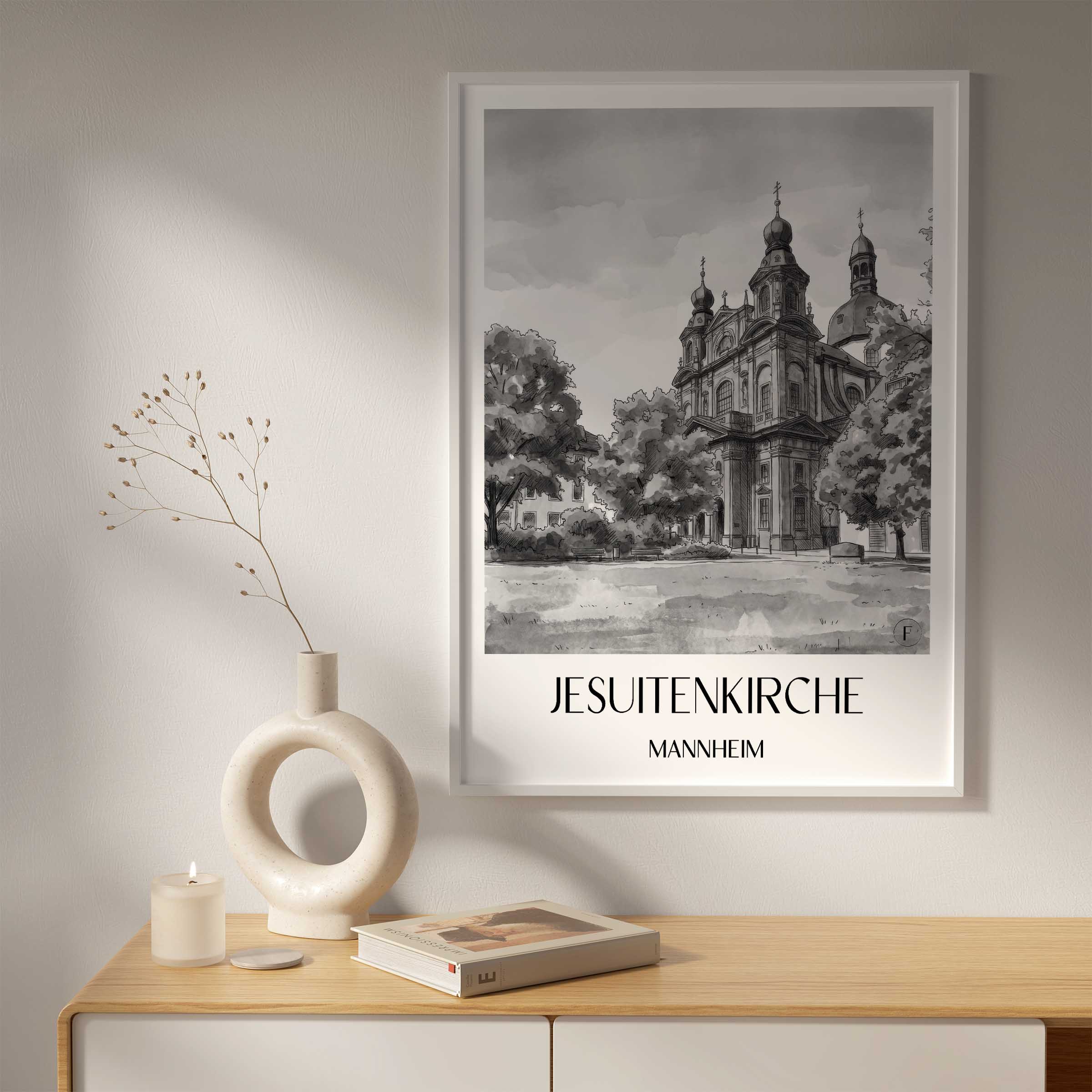 jesuitenkirche-mannheim-deutschland-poster-aquarell-schwarz-weiss