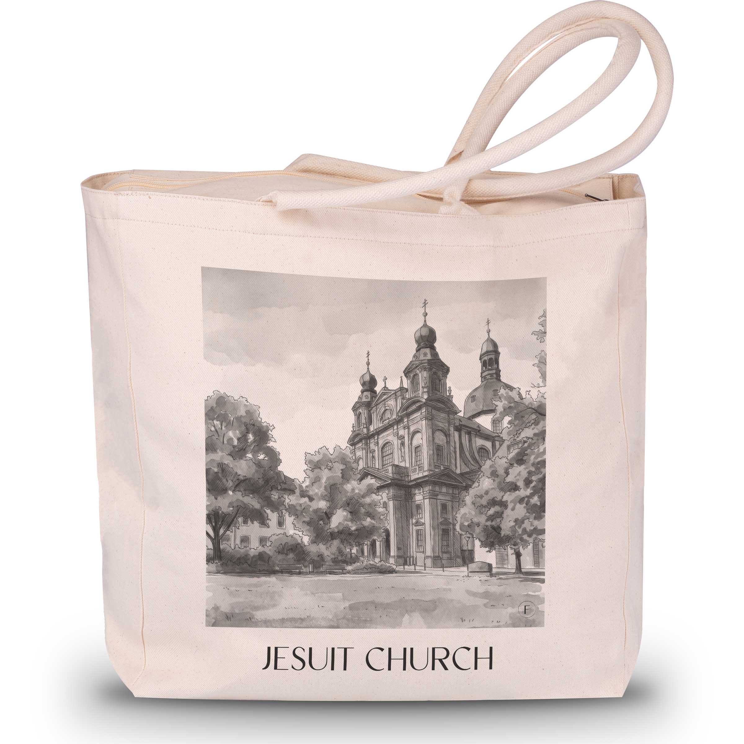 Jesuitenkirche Shopping Tasche - Mannheim - Deutschland Tote Bag - Einkaufstasche im Aquarell Schwarz-Weiß Stil